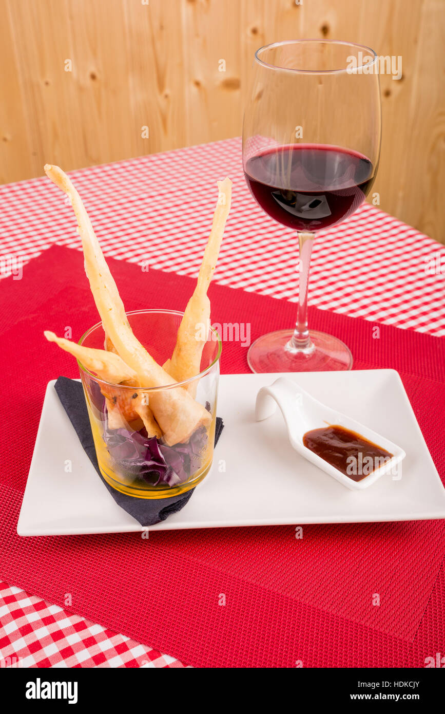 Prawns in batter cones, a creative Spanish tapa Stock Photo Alamy
