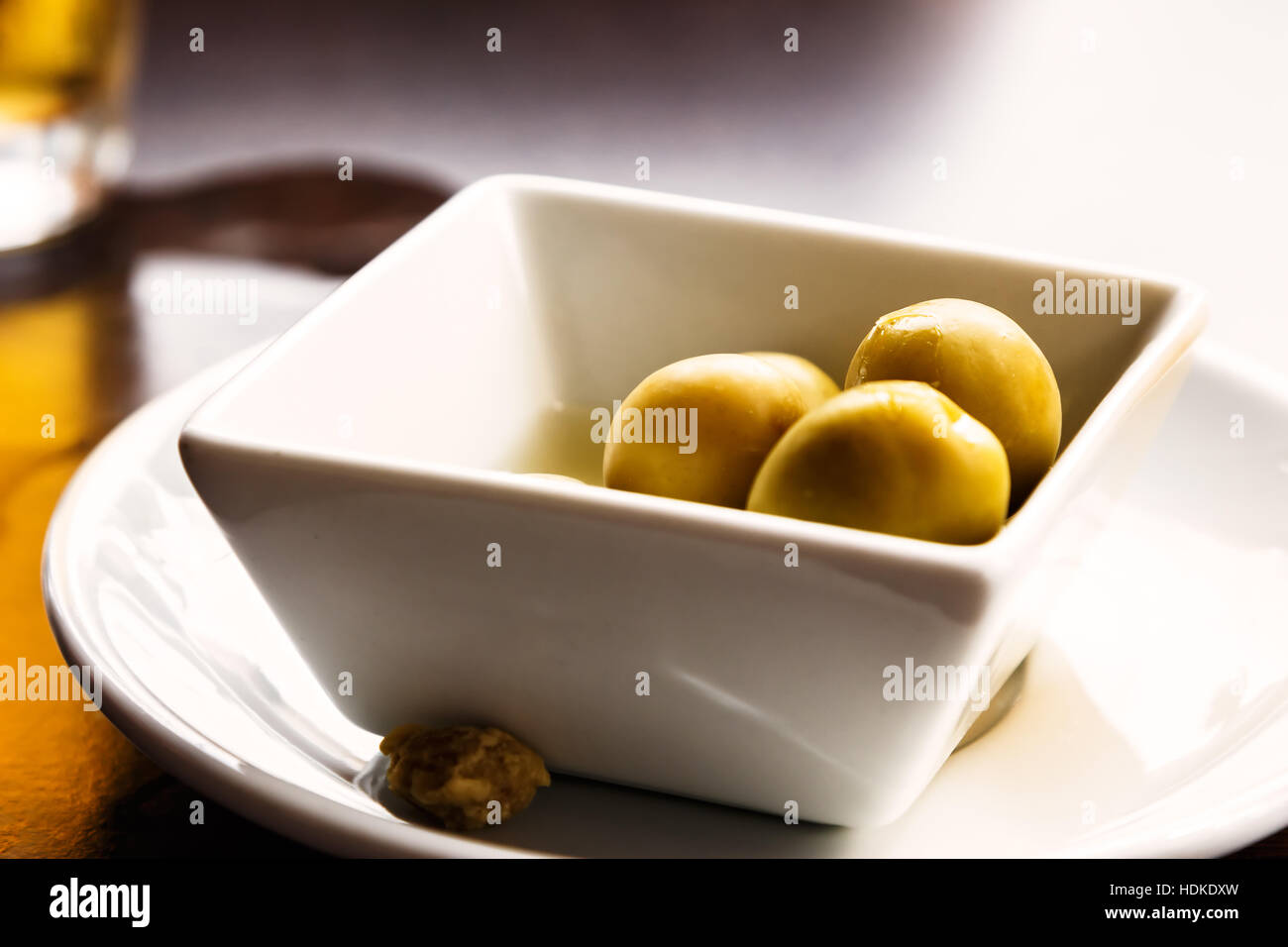 Aperitif with beer and olives. Horizontal image Stock Photo Alamy