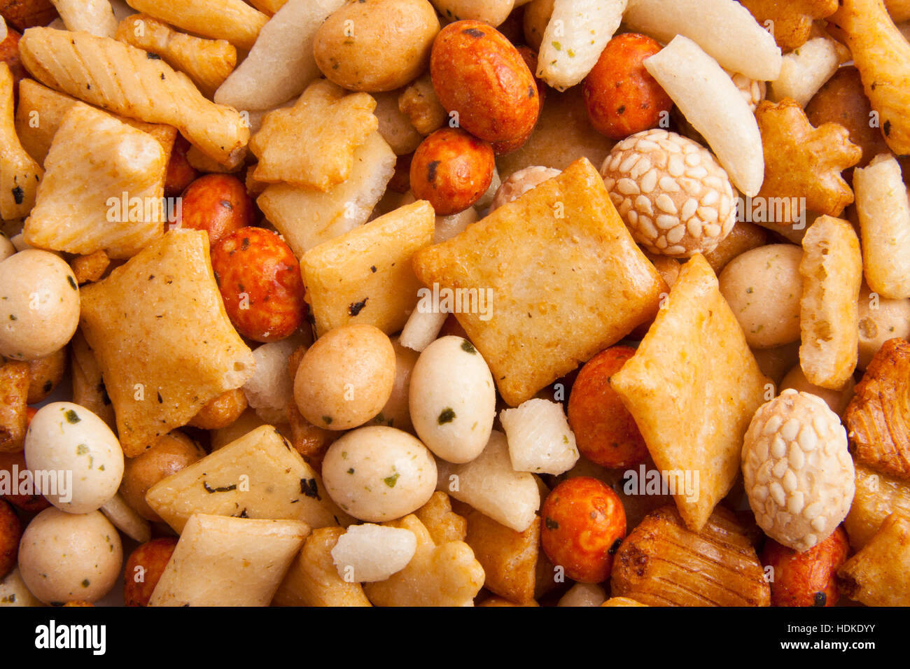 Mix of japanese rice nuts for background use Stock Photo Alamy