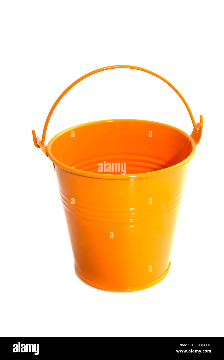 Orange zinc bucket isolated over white Stock Photo Alamy