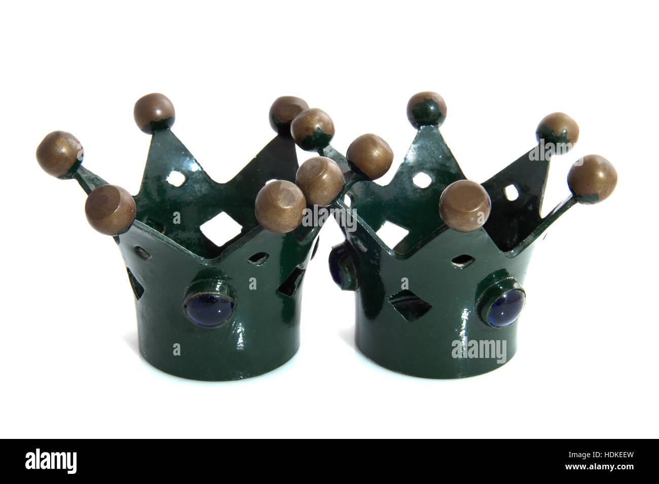 Two old vintage crowns with gems isolated over white Stock Photo Alamy