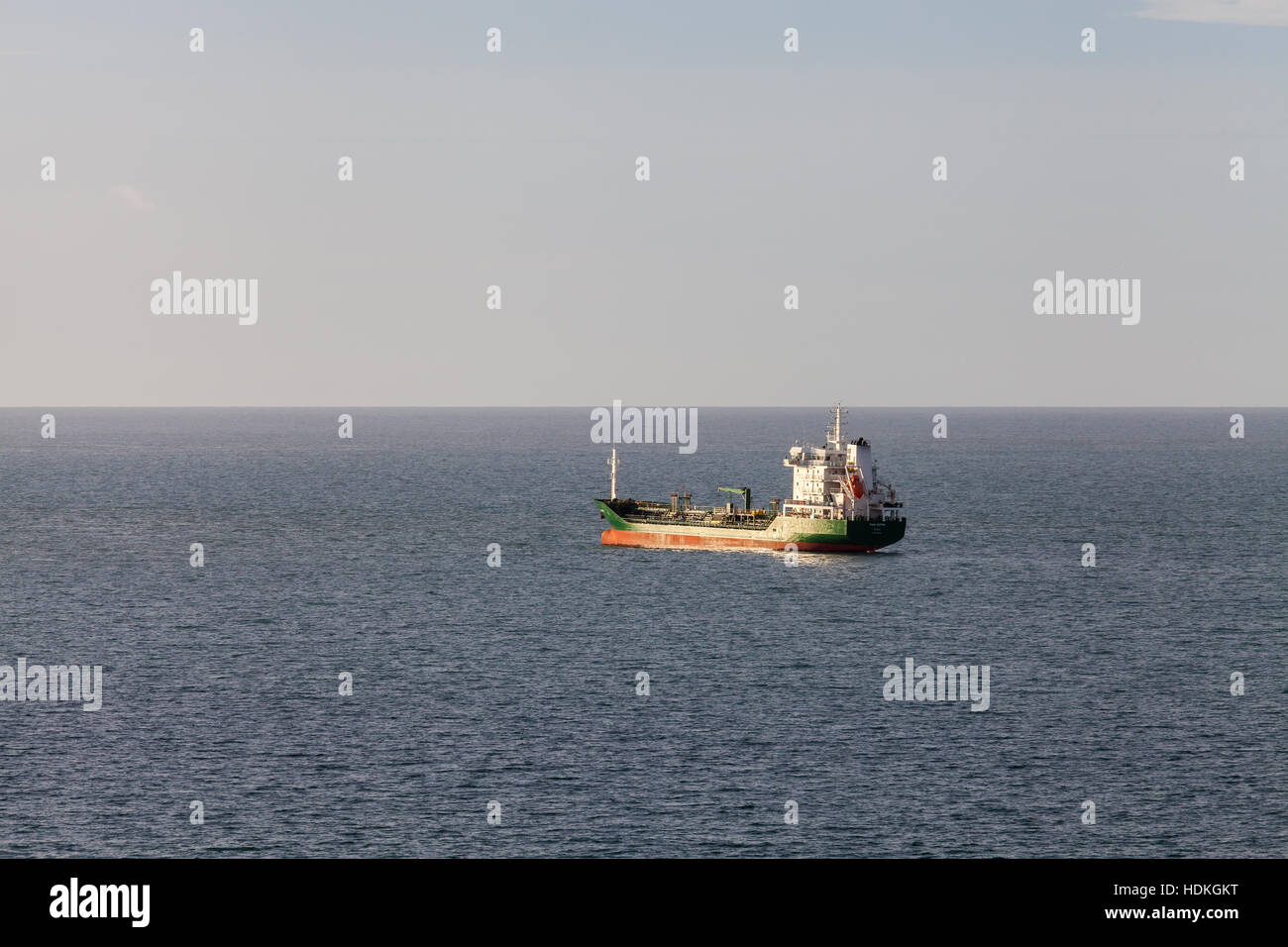 Oil Tanker at Sea - St Brides Bay, Pembrokeshire Stock Photo