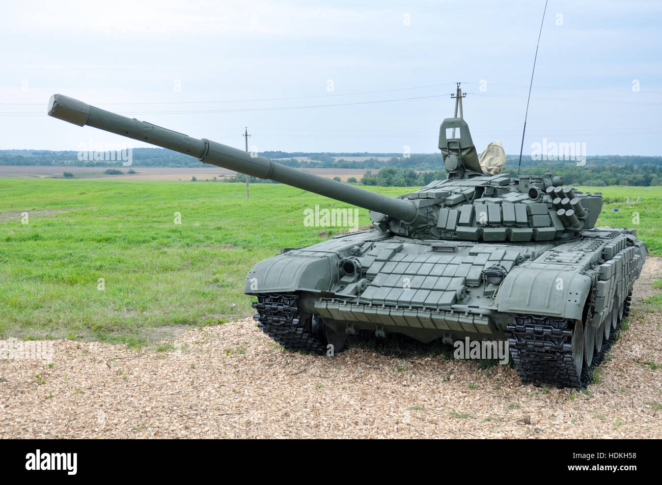 Military equipment. Russian military tank. Stock Photo