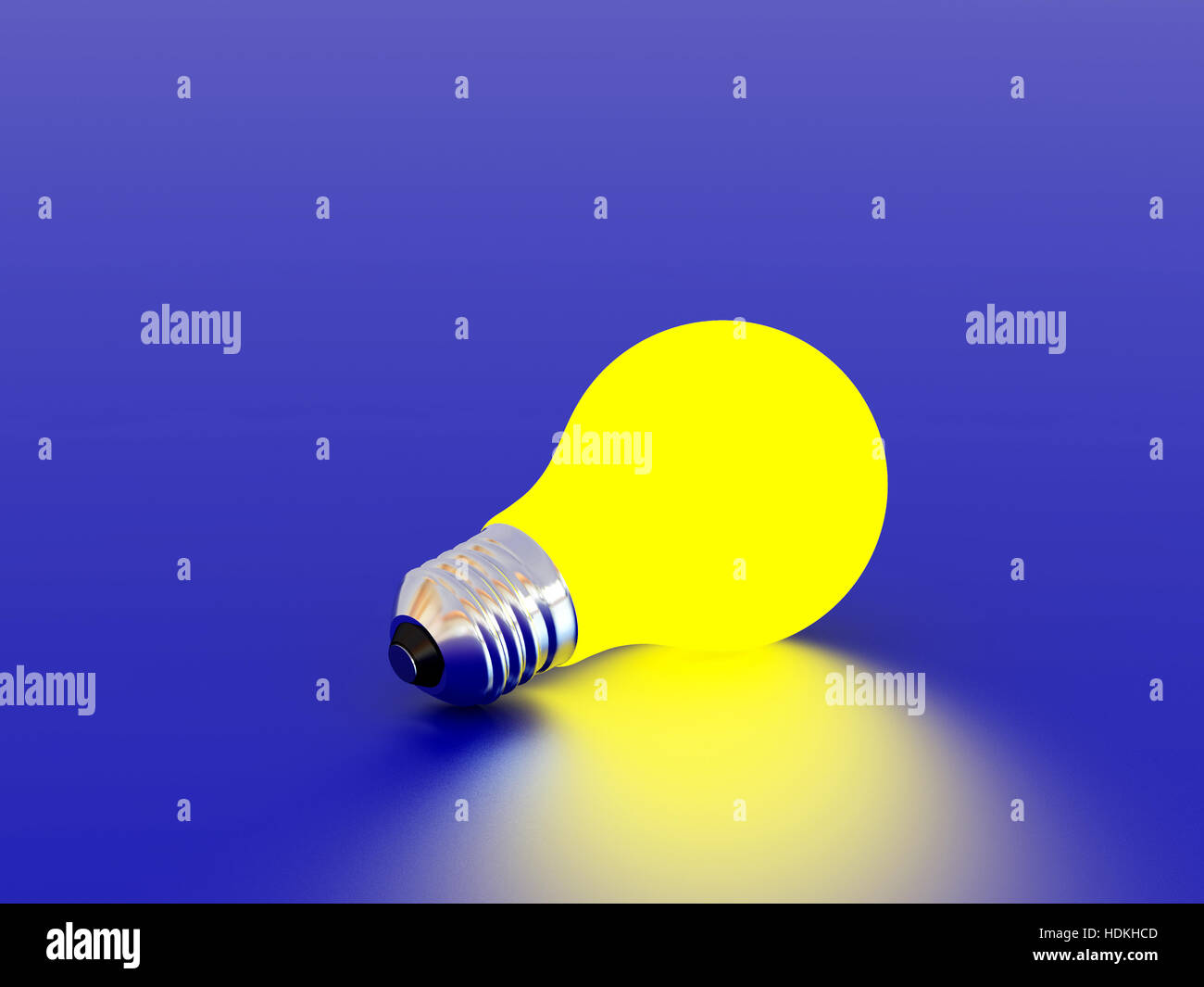 High resolution image yellow bulb on a blue background. 3d illustration