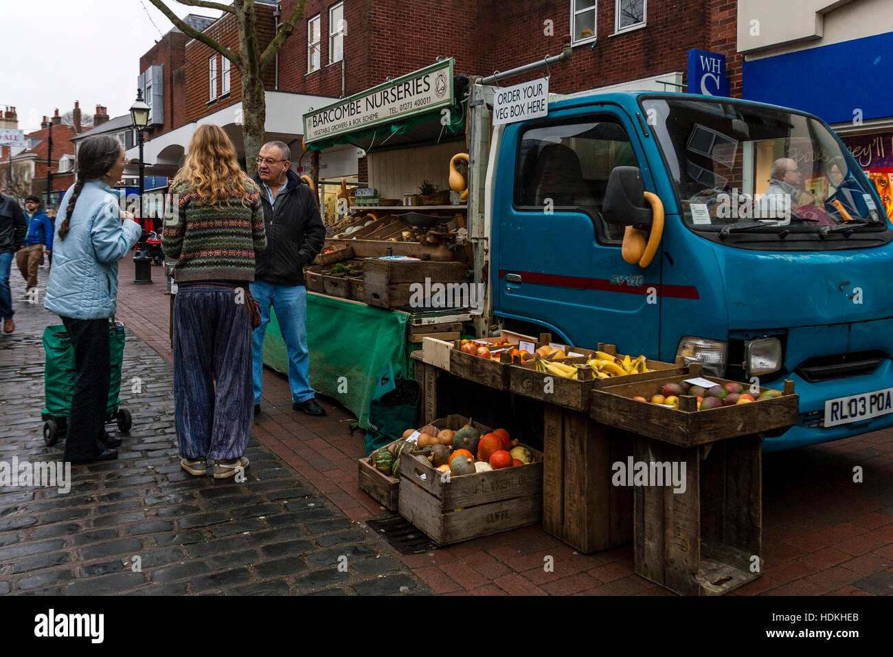 A Local Grower Sells Fruit and Vegeatbles From A Van In The High Street
