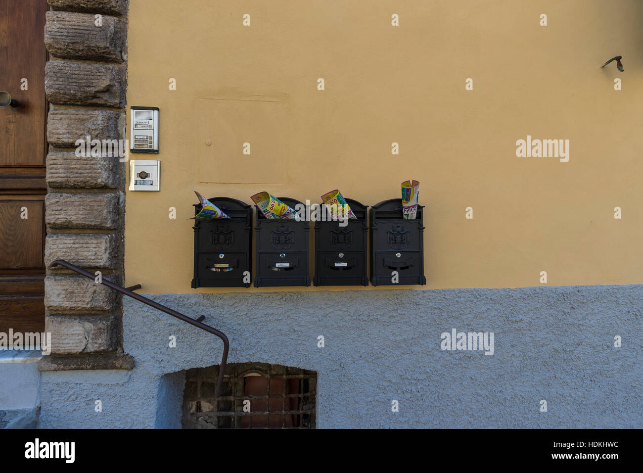 Italian post boxes are mounted externally on homes and are often