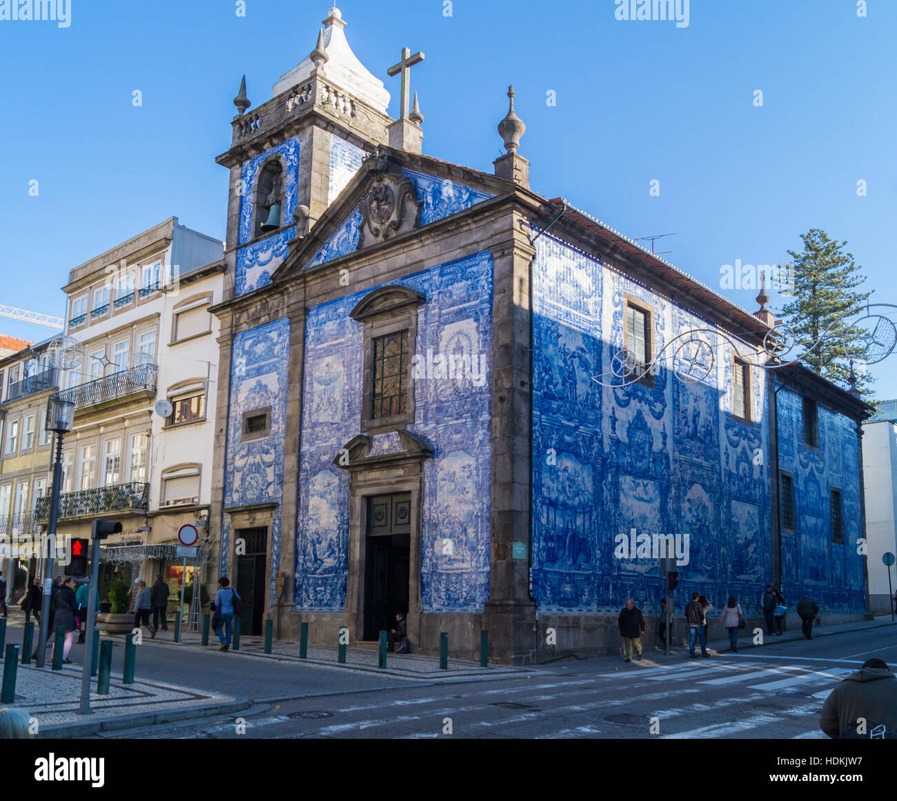 Azulejo Capela das Almas, Chapel of Alms, Rua de Santa Caterina Porto, Portugal Stock Photo