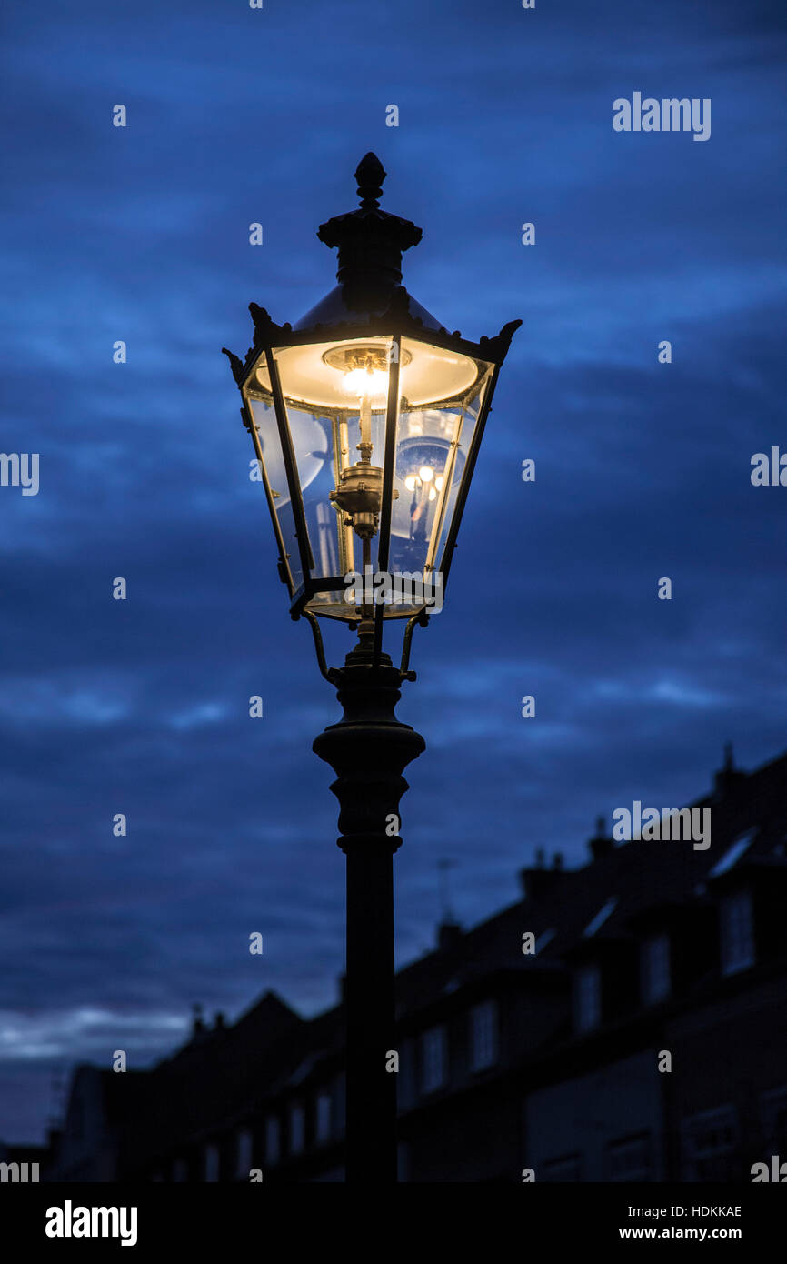 Historic gas lanterns for street lighting Stock Photo