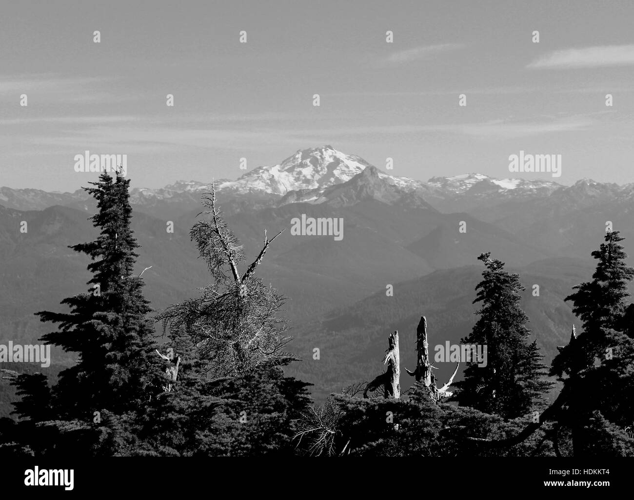 A view of Glacier Peak in the Mount Baker-Snoqualmie National Forest. Stock Photo