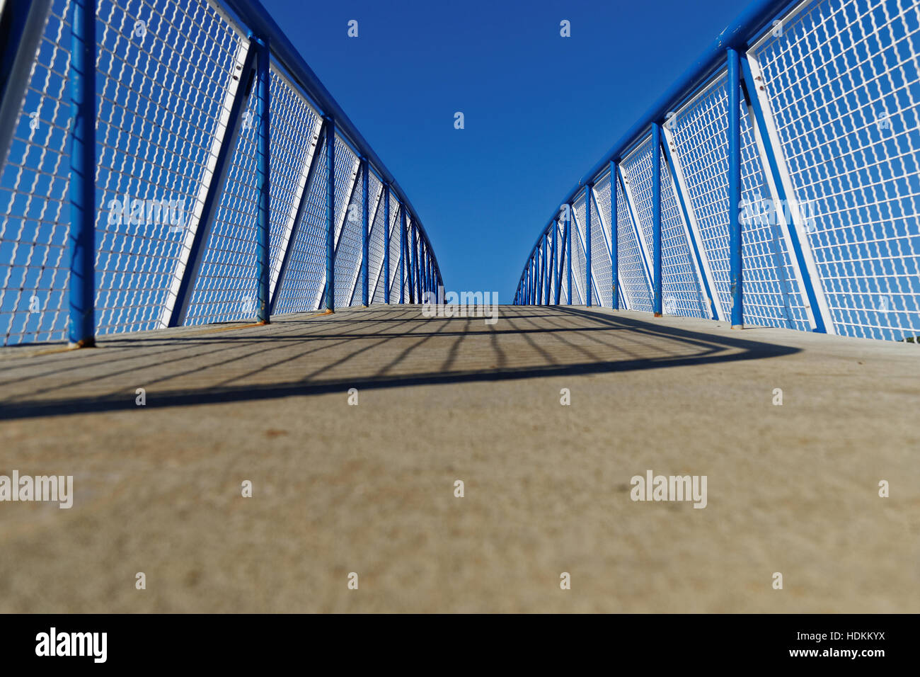 white net fence on walkway bridge Stock Photo