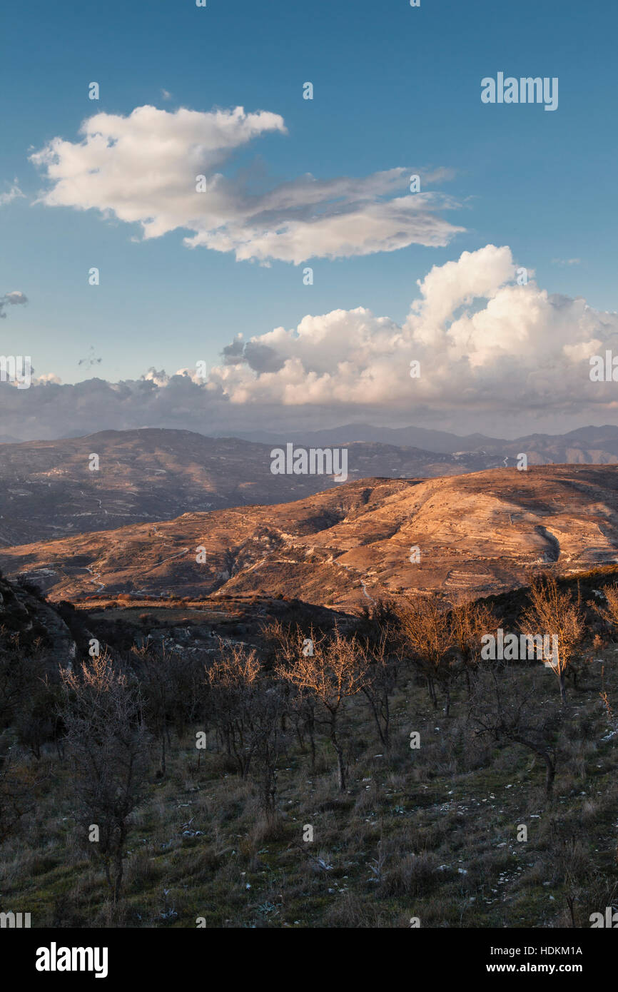 Landscape in the foothills of the Troodos Mountains, Cyprus Stock Photo