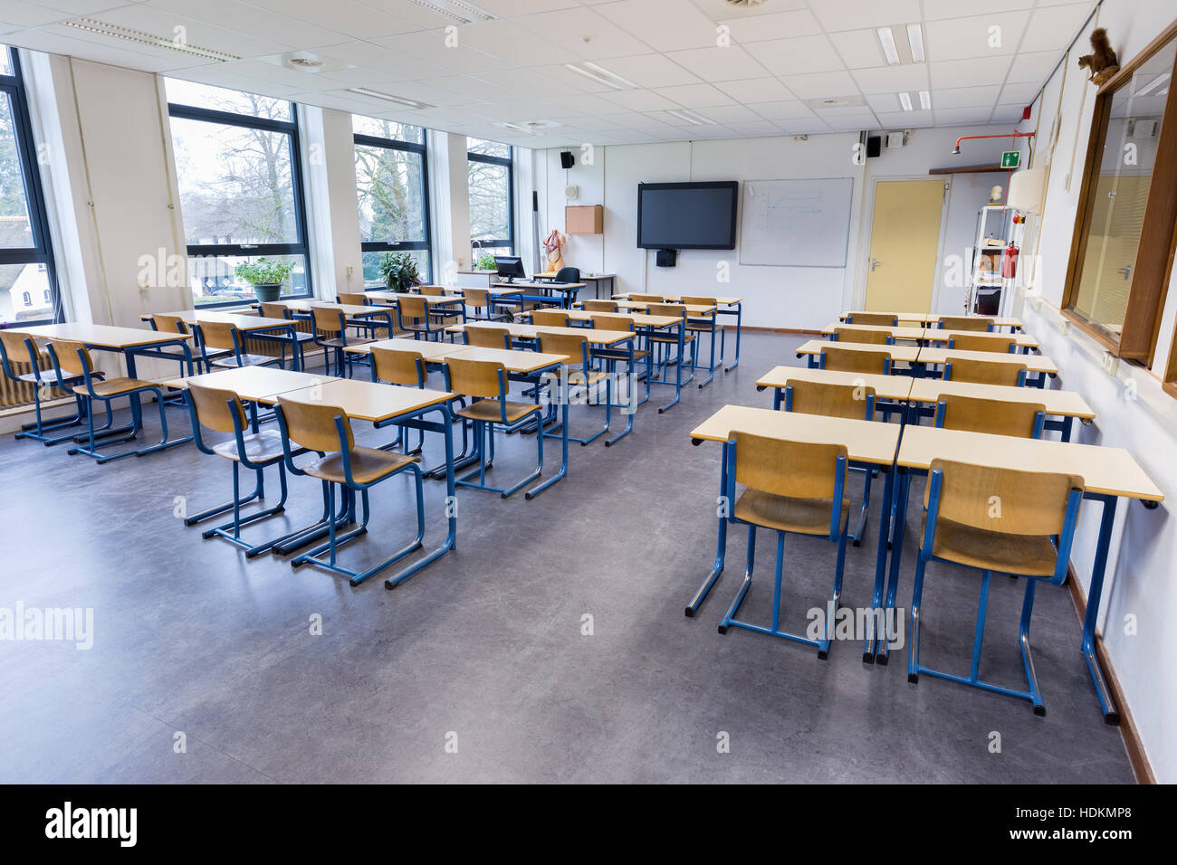 Empty classroom for biology lesson on secondary school Stock Photo