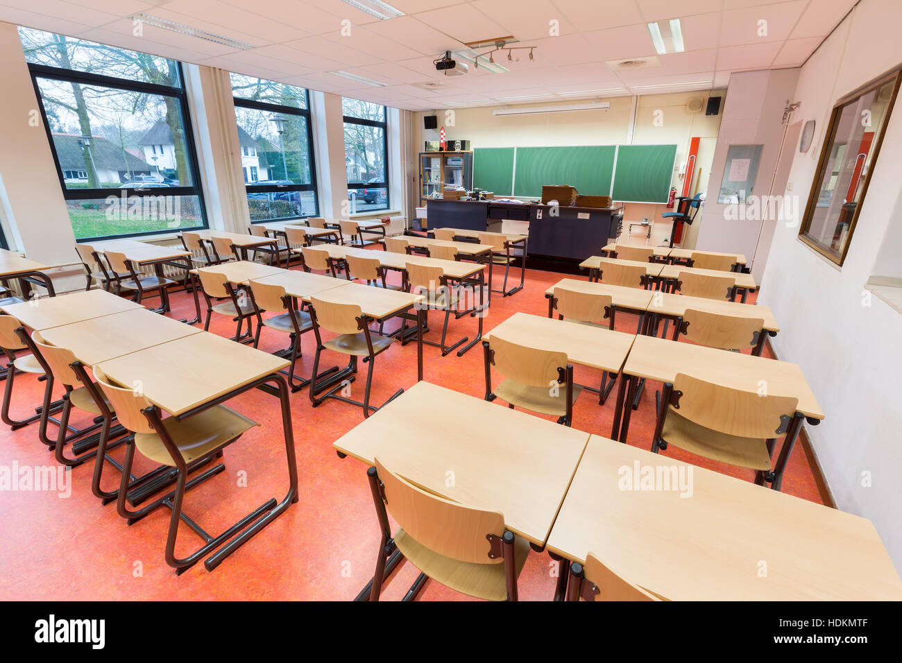 Theory classroom in high school no people Stock Photo