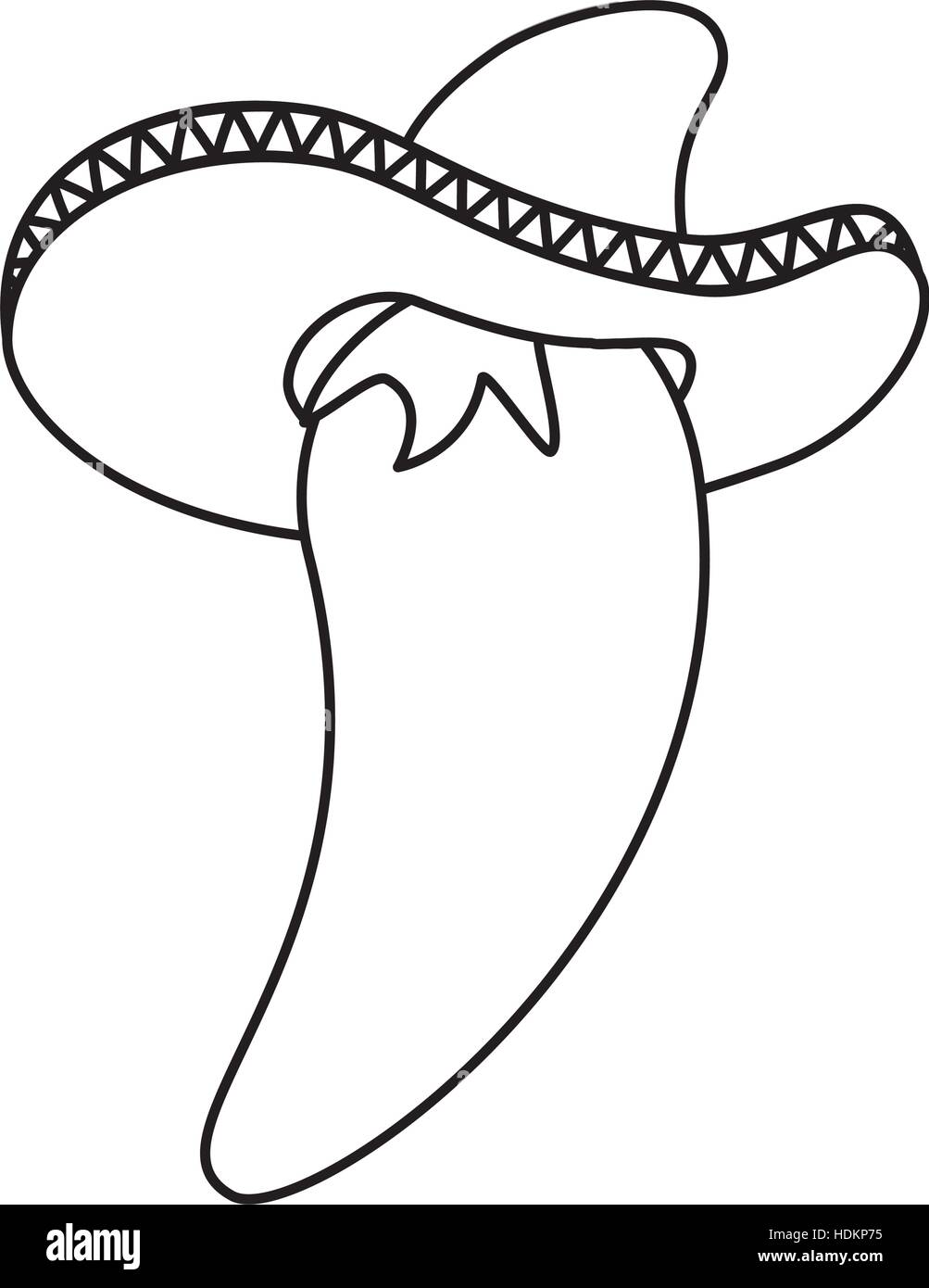 chili pepper vegetable with mexican hat vector illustration design ...