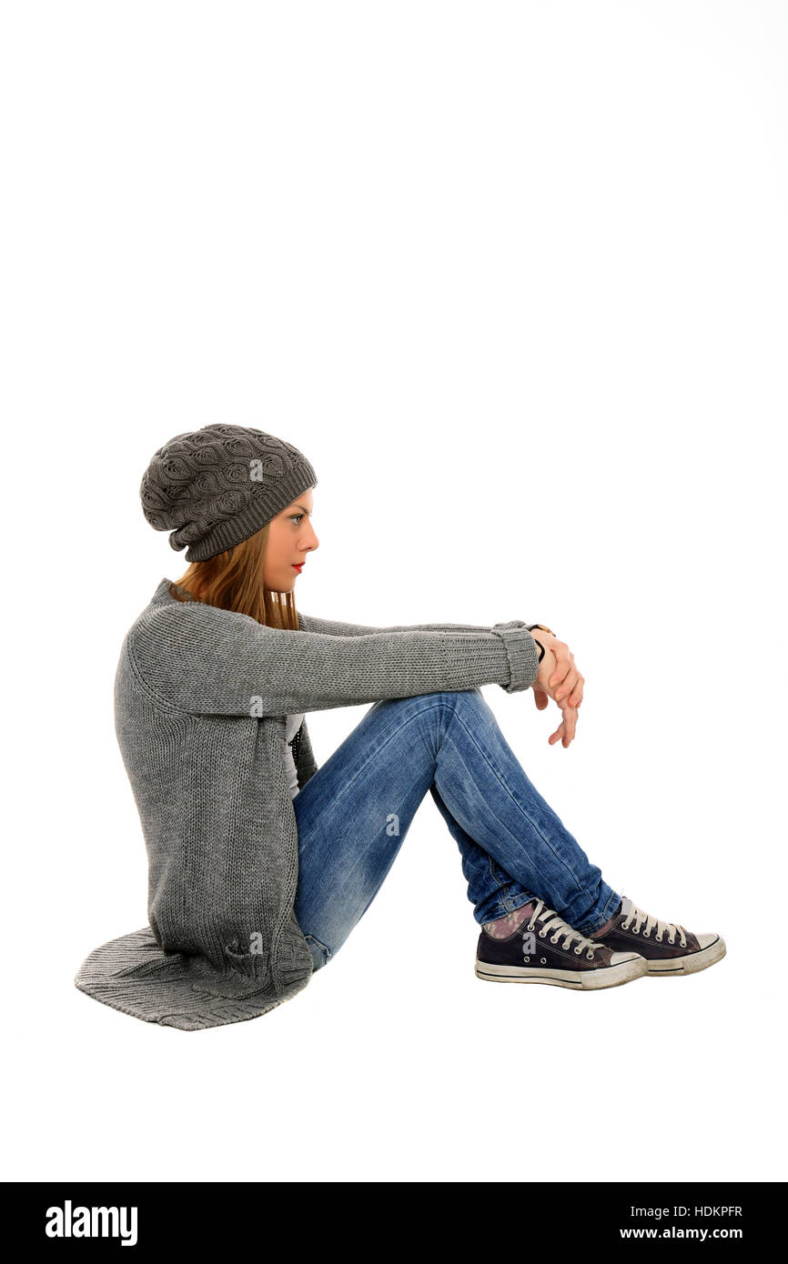 portrait of beautiful girl isolated on a white background Stock Photo ...