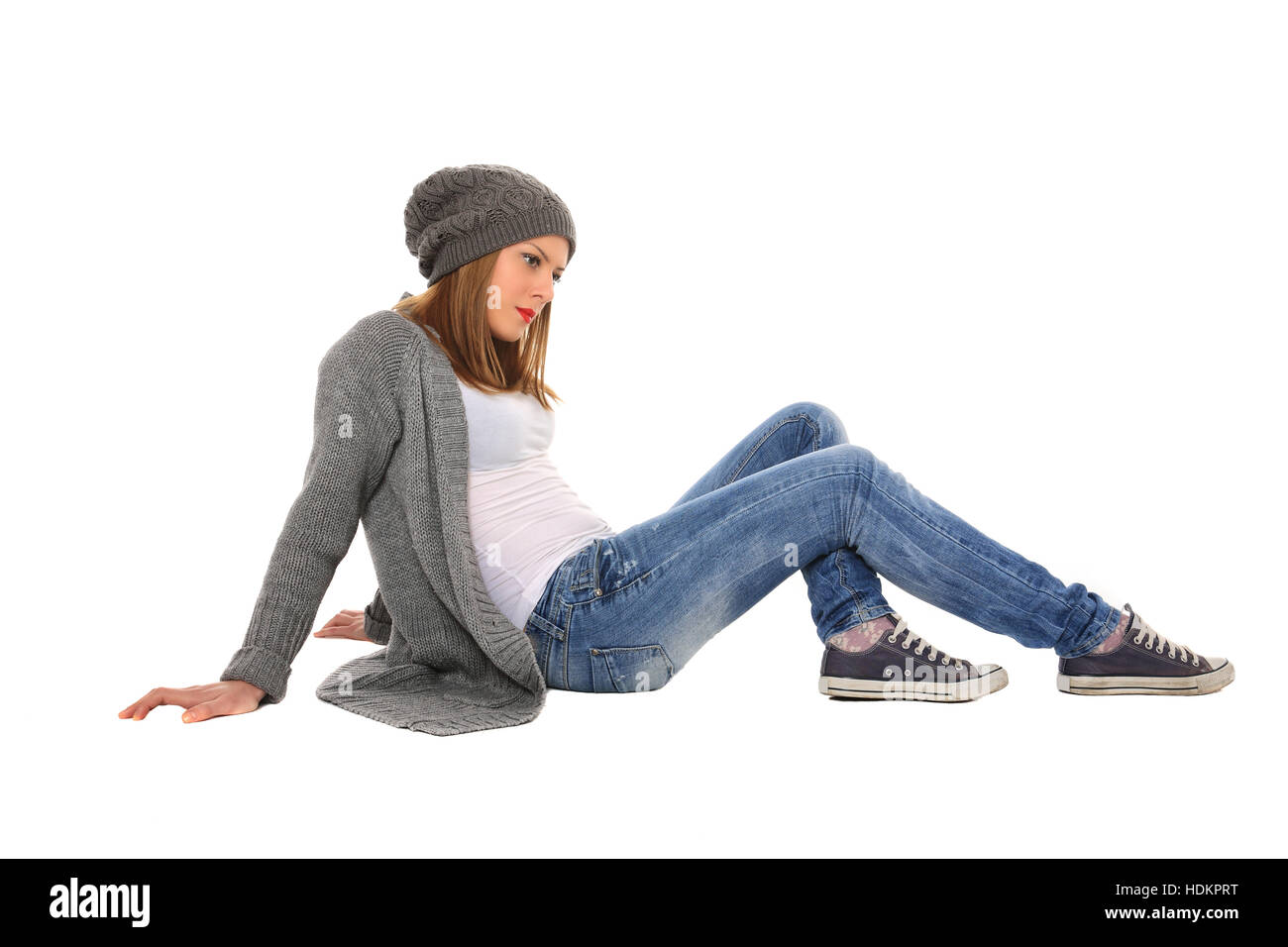 portrait of beautiful girl isolated on a white background Stock Photo ...