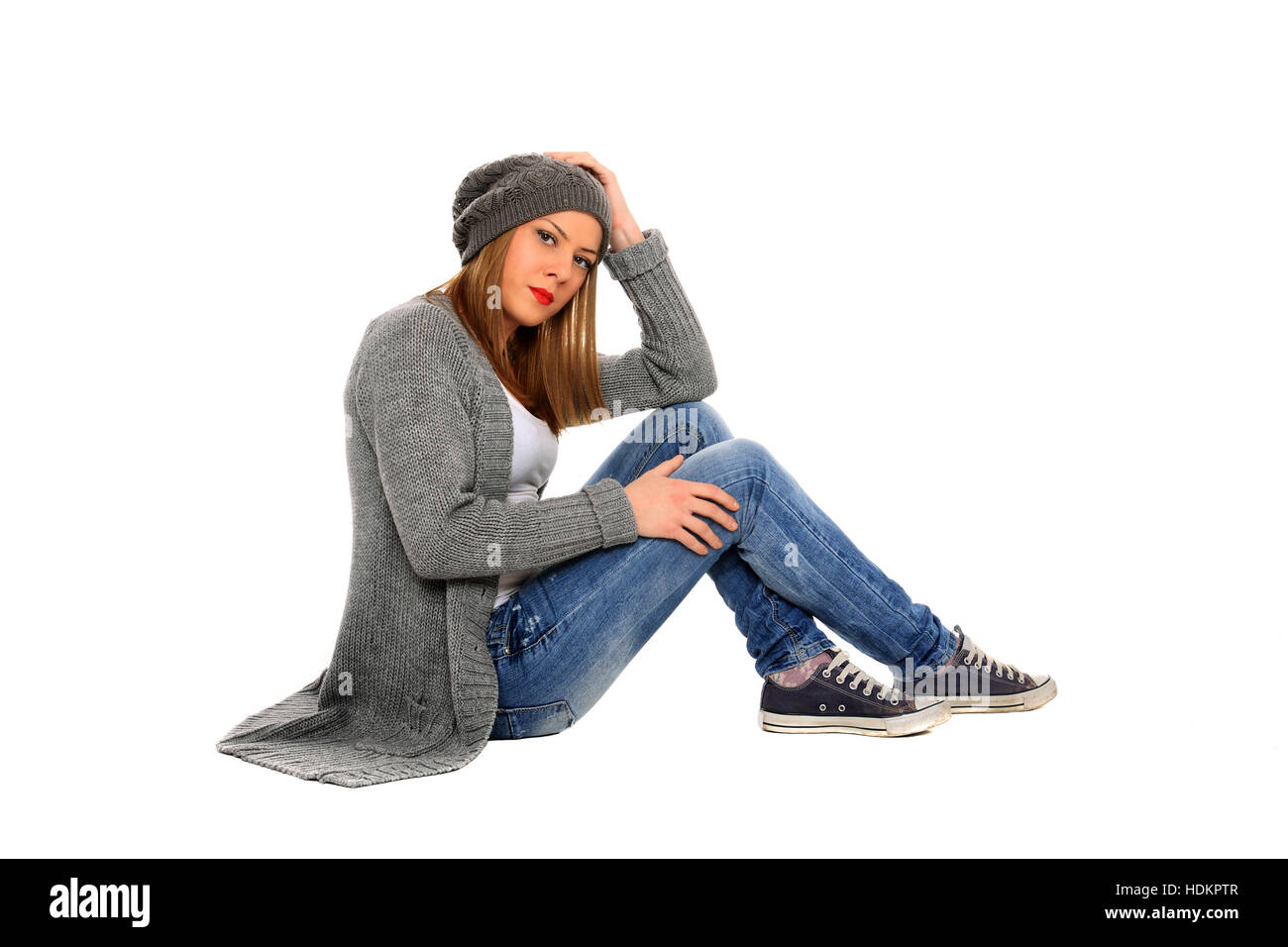 portrait of beautiful girl isolated on a white background Stock Photo ...