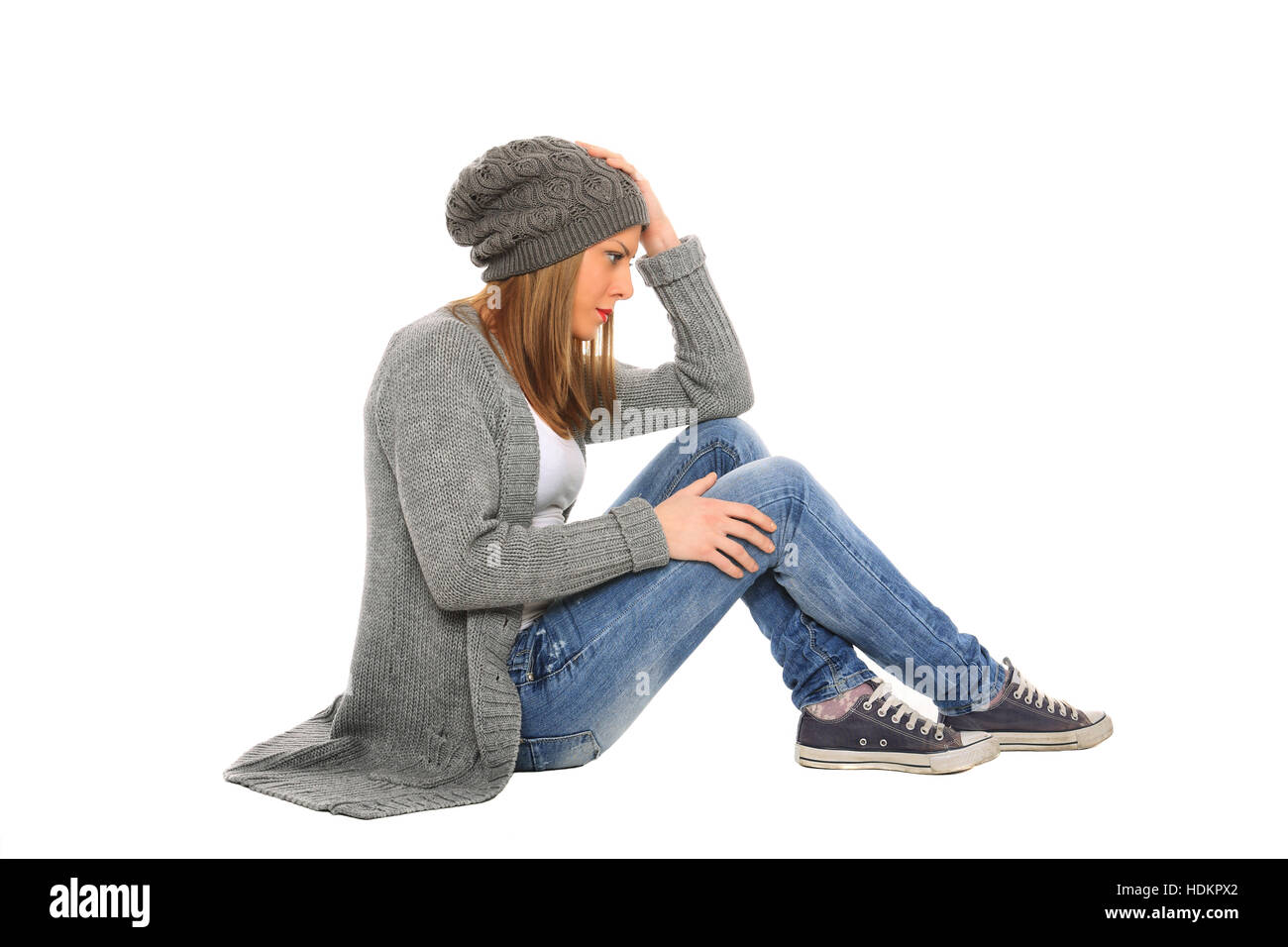 portrait of beautiful girl isolated on a white background Stock Photo ...