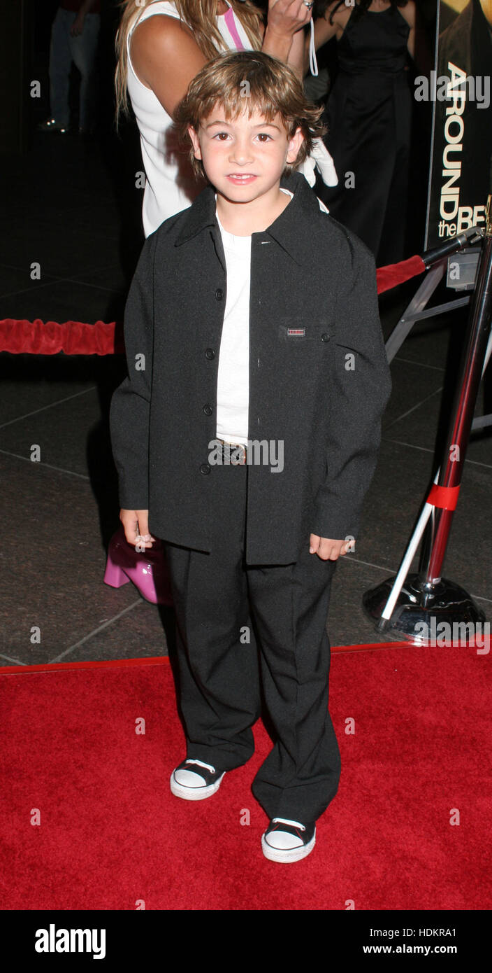 Cast member Jonah Bobo poses for photographers at the Los Angeles  premiere of the film, 'Around the Bend'  at the Directors Guild of America on September 14, 2004. The Warner Independent Pictures film will be released on October 8th. Photo by Francis Specker Stock Photo