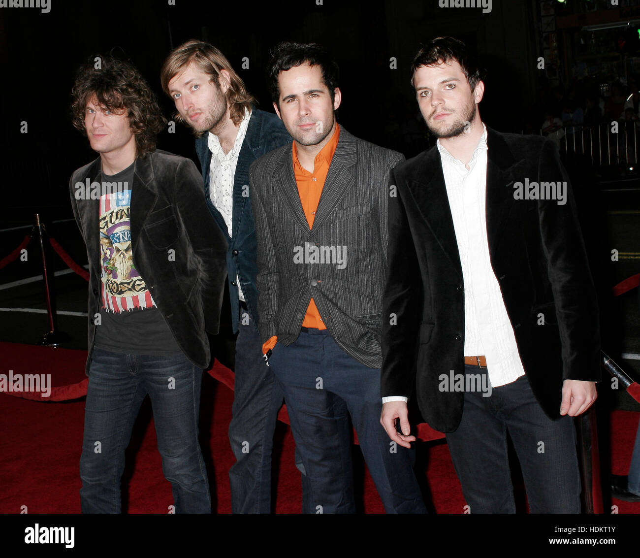Ronnie Vannucci, David Keuning, Brandon Flowers and Mark Stoermer of the band The Killers  at the premiere of the film, 'Alexander'' at Grauman's Chinese Theatre on November 16, 2004 in Los Angeles. Photo credit: Francis Specker Stock Photo