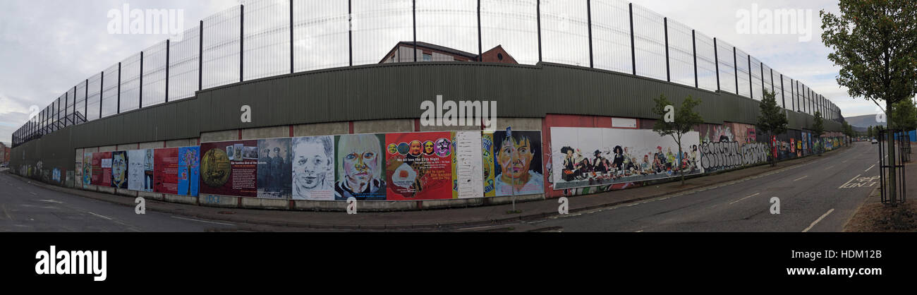 Panorama of Belfast International Peace Wall,Cupar way,West Belfast,NI,UK Stock Photo