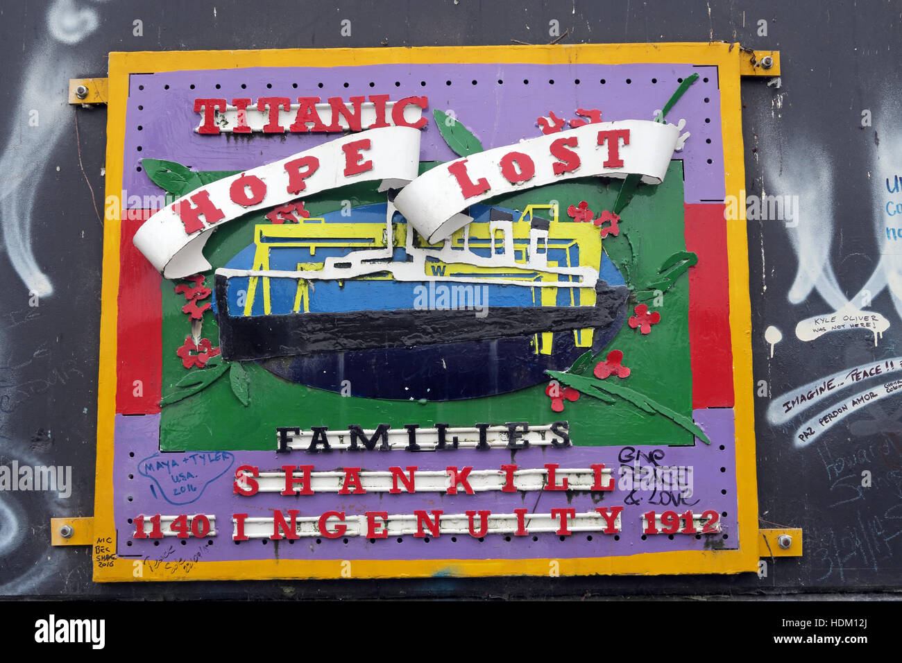 Titanic Hope Lost - Belfast International Peace Wall,Cupar way,West Belfast,NI,UK Stock Photo