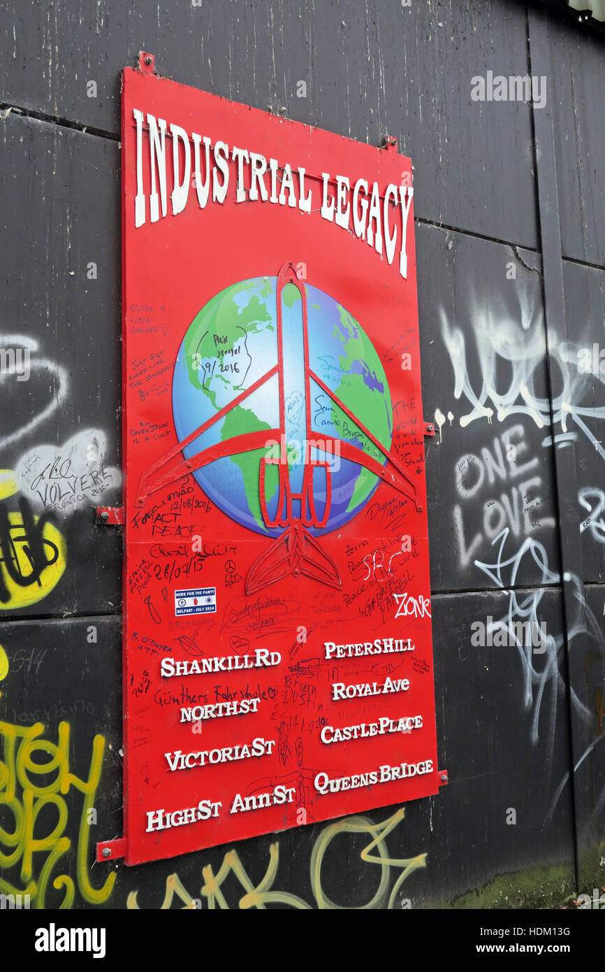 Industrial Legacy - Belfast International Peace Wall,Cupar way,West Belfast,NI,UK Stock Photo