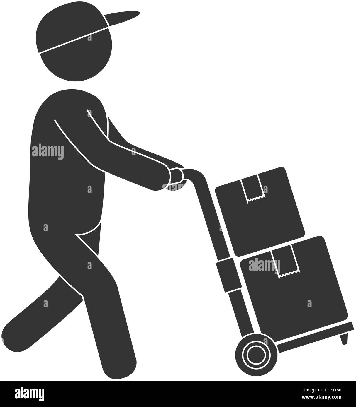 Delivery service avatar vector illustration Black and White Stock ...