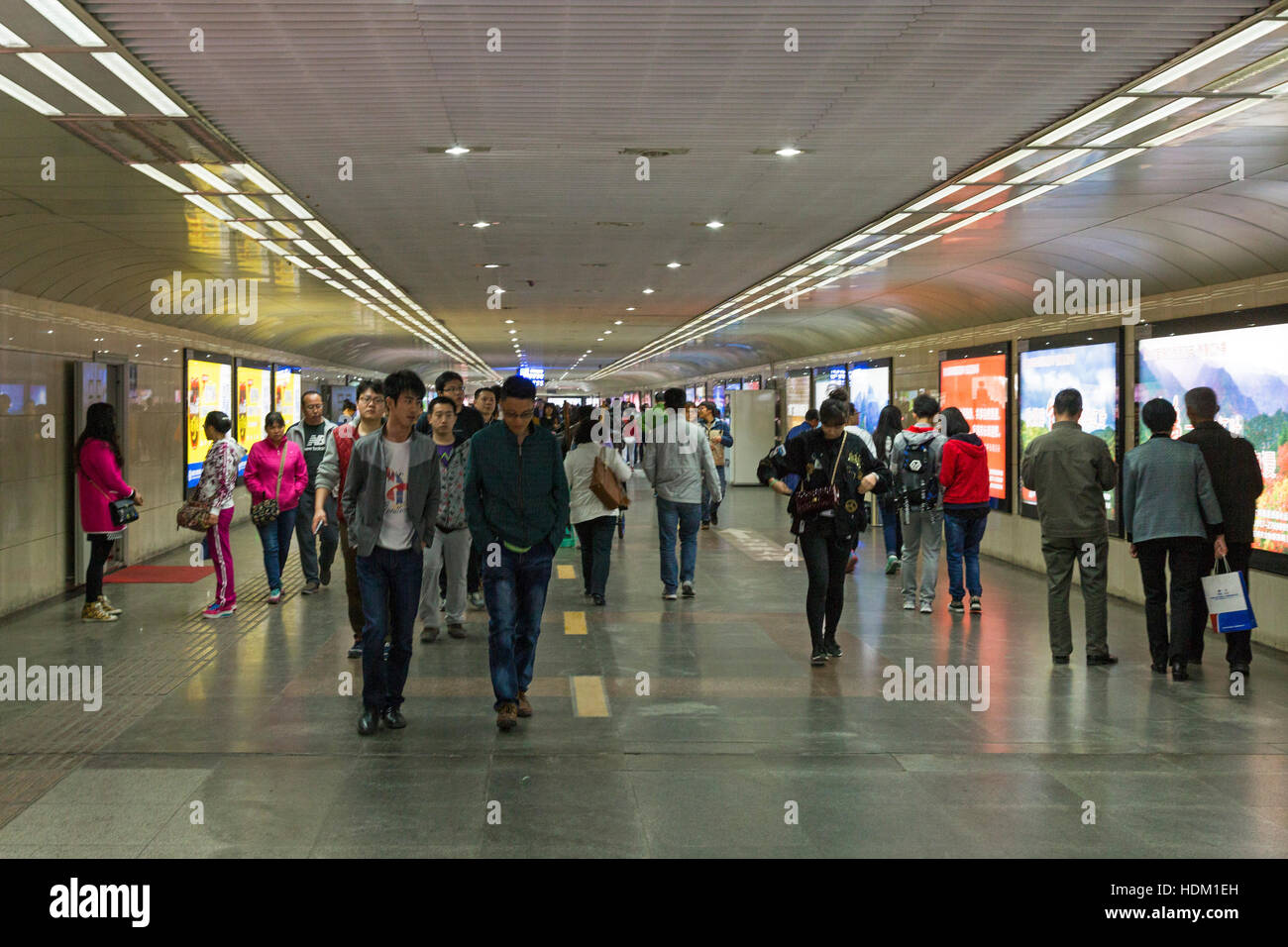 Chinese subway and underpass shopping mall, Xian, Shaanxi, China Stock Photo
