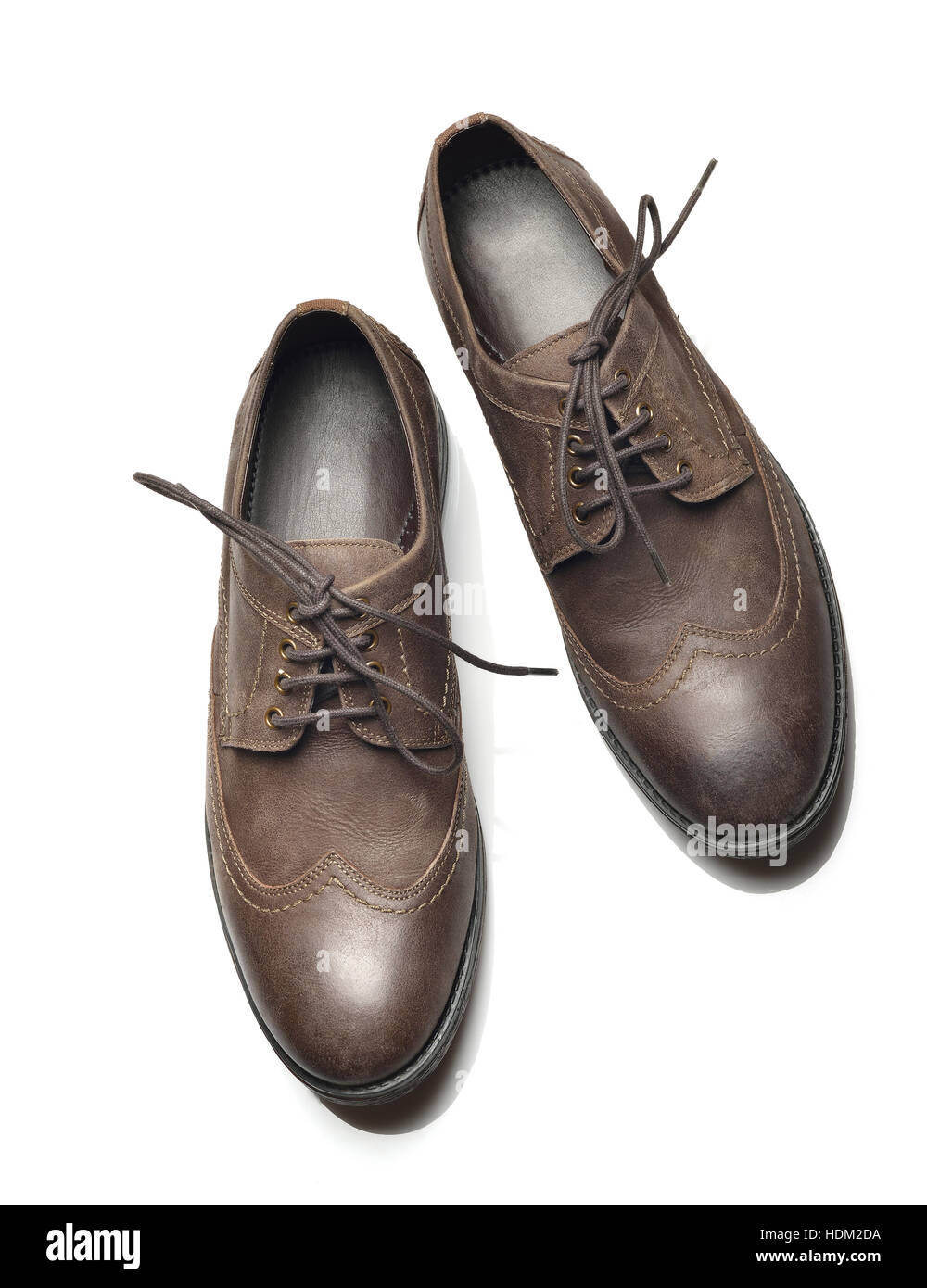 Top View of Men's Leather Shoes Stock Photo