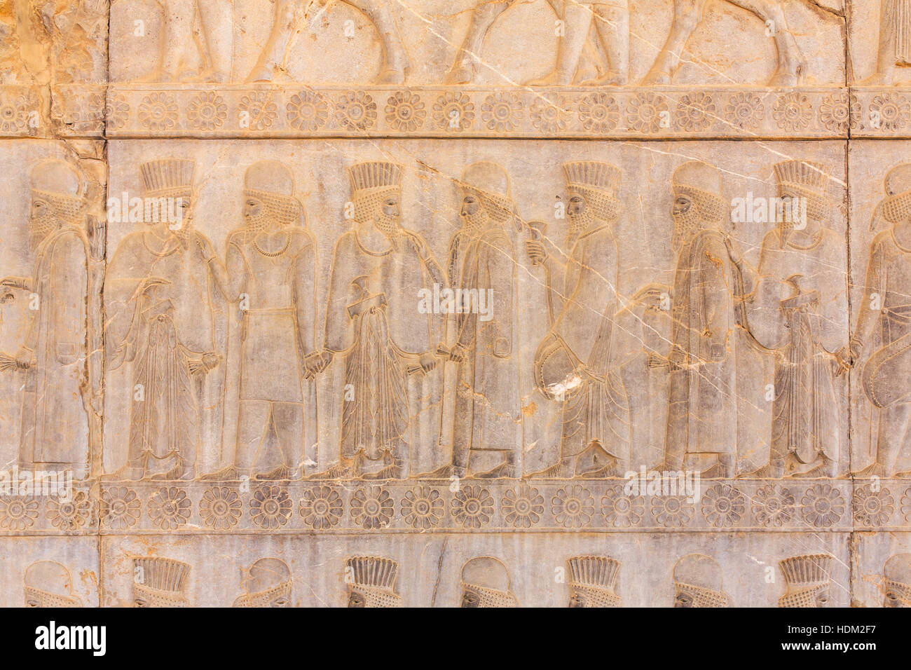Stone bas-relief in ancient city Persepolis, Iran. Stock Photo