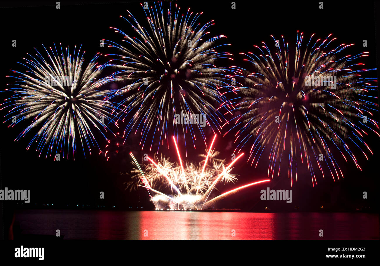 Fireworks during the Pyromusical Competition in Manila, Philippines ...