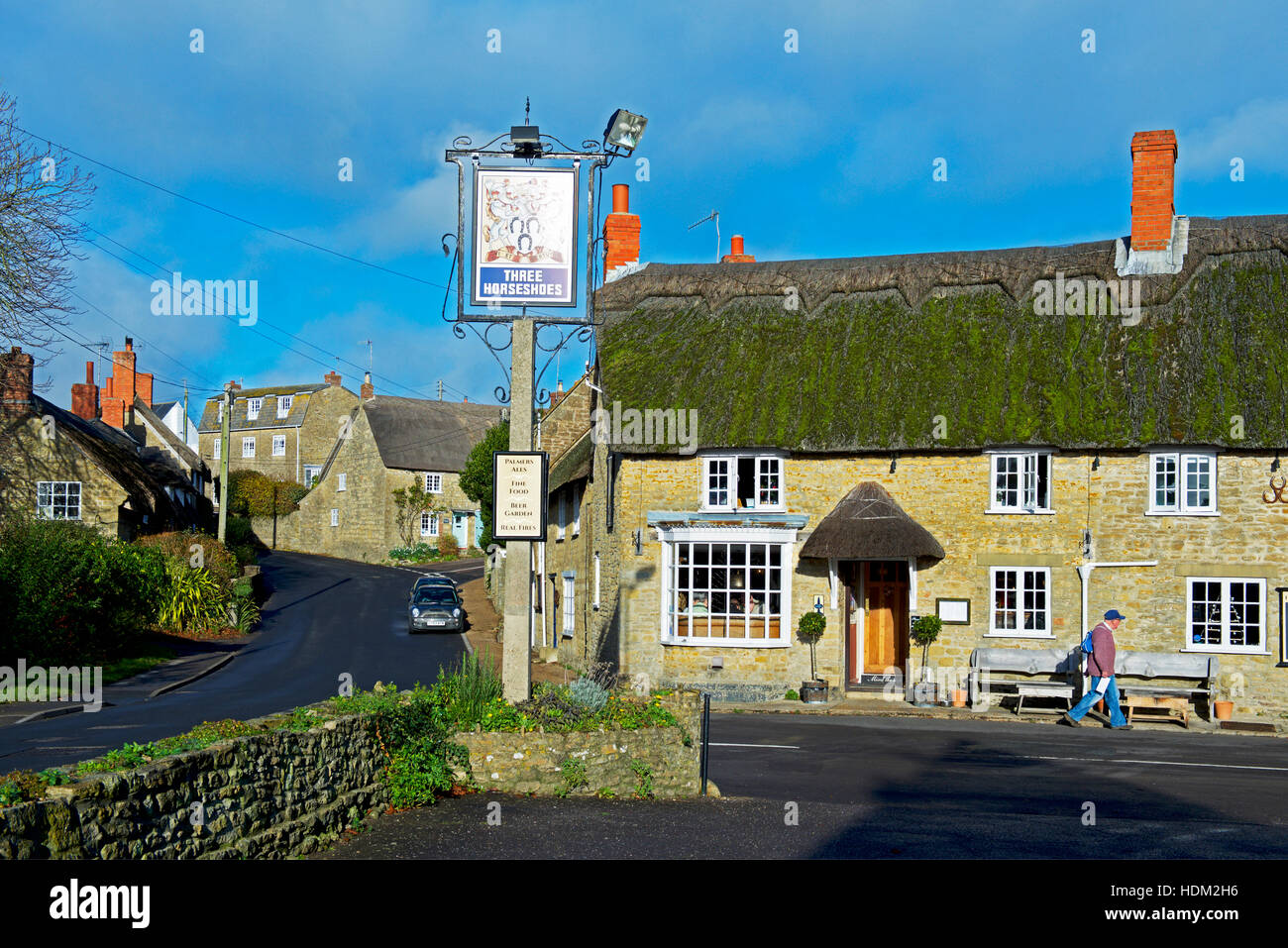 The Three Horseshoes pub in the village of Burton Bradstock, Dorset