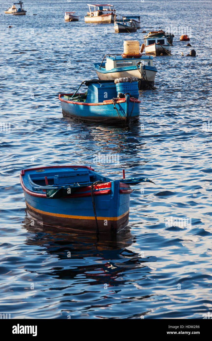 Fishing boats in the bay ocean Stock Photo - Alamy