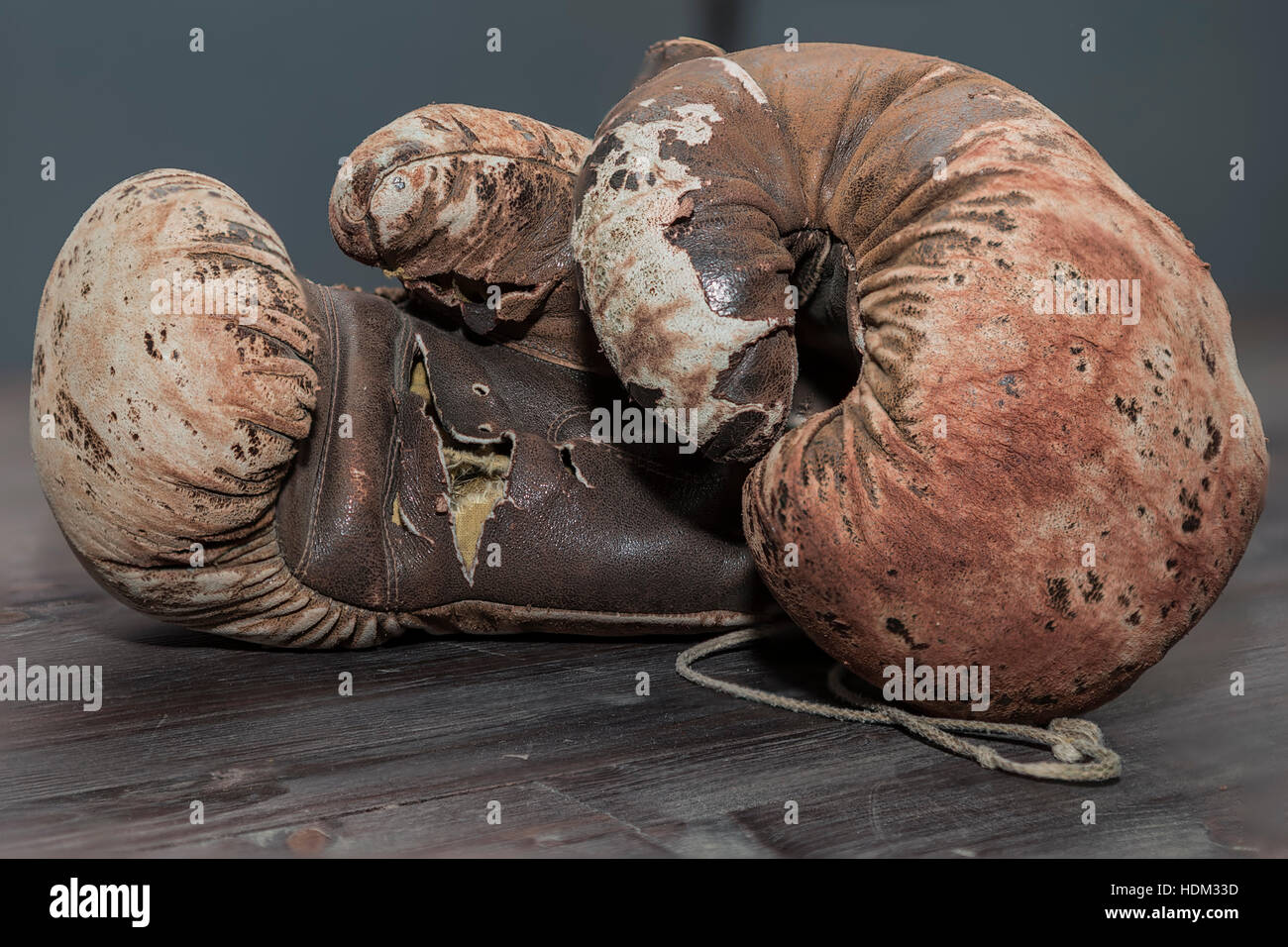 Old boxing gloves for the 20th century Stock Photo Alamy