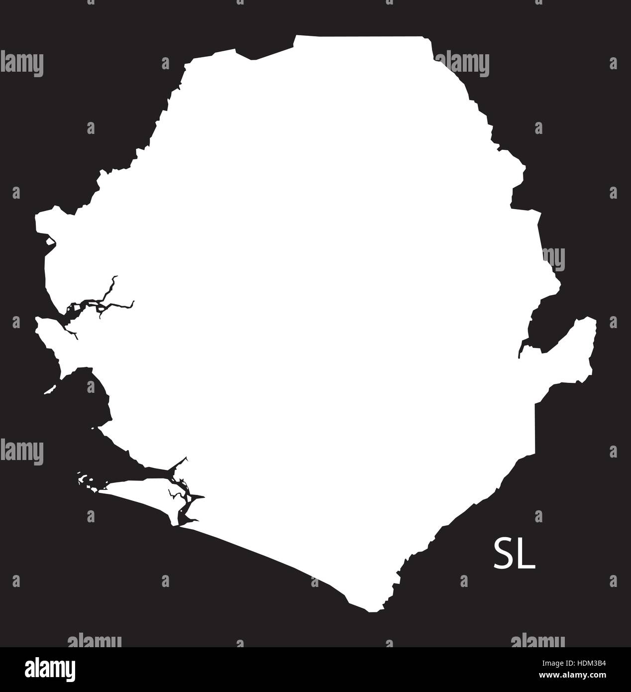 Sierra Leone Map black and white illustration Stock Vector Image & Art ...