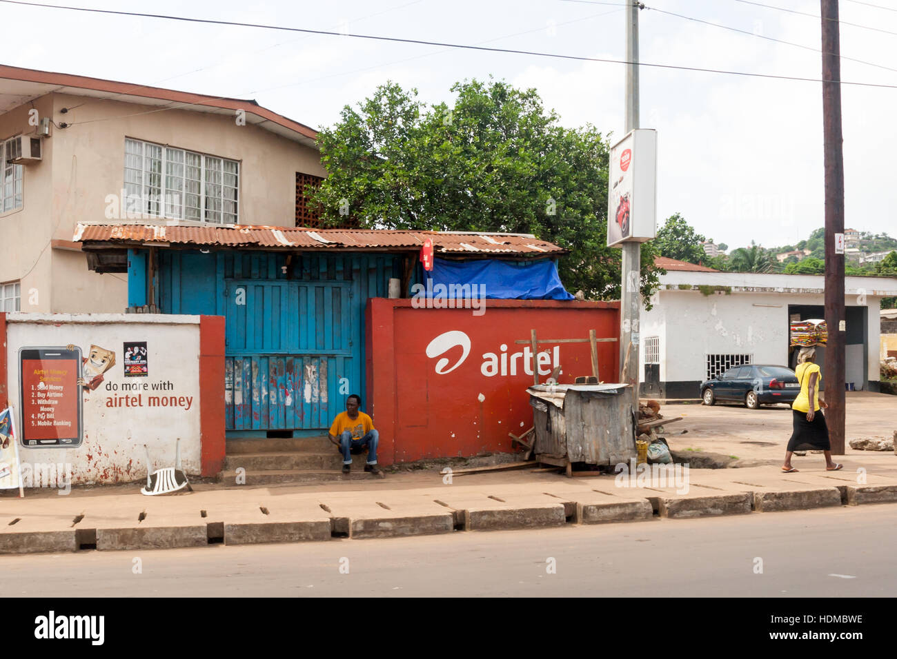 Little Mobile Phone Shop in Sierra Leone Stock Photo