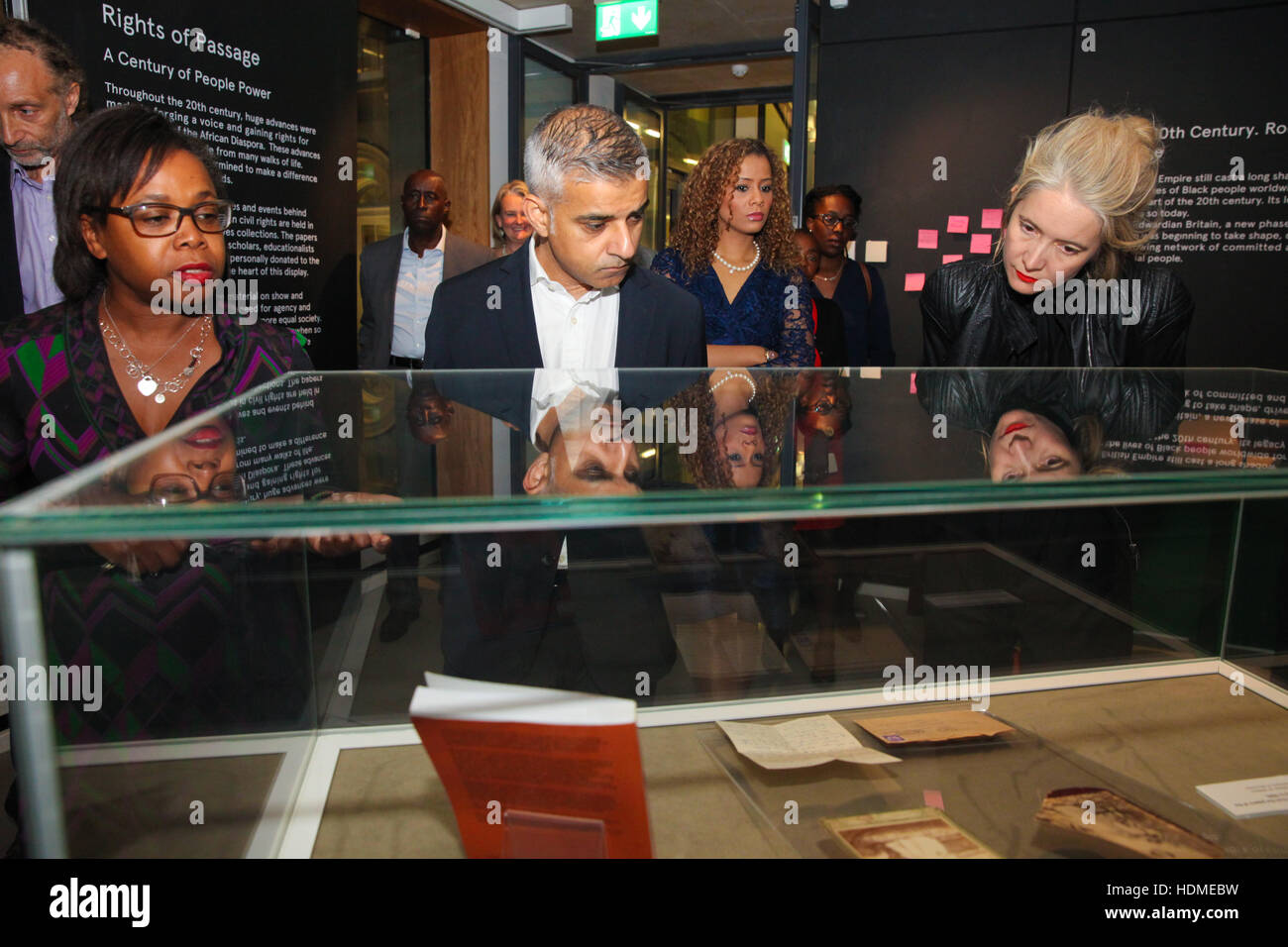 Mayor of London Sadiq Khan visiting the Black Cultural Archives (BCA) in Brixton, London, to see the 'Rights of Passage: A Century of People Power' exhibition during Black History Month.  Featuring: Sadiq Khan, Justine Simons Where: London, United Kingdom Stock Photo