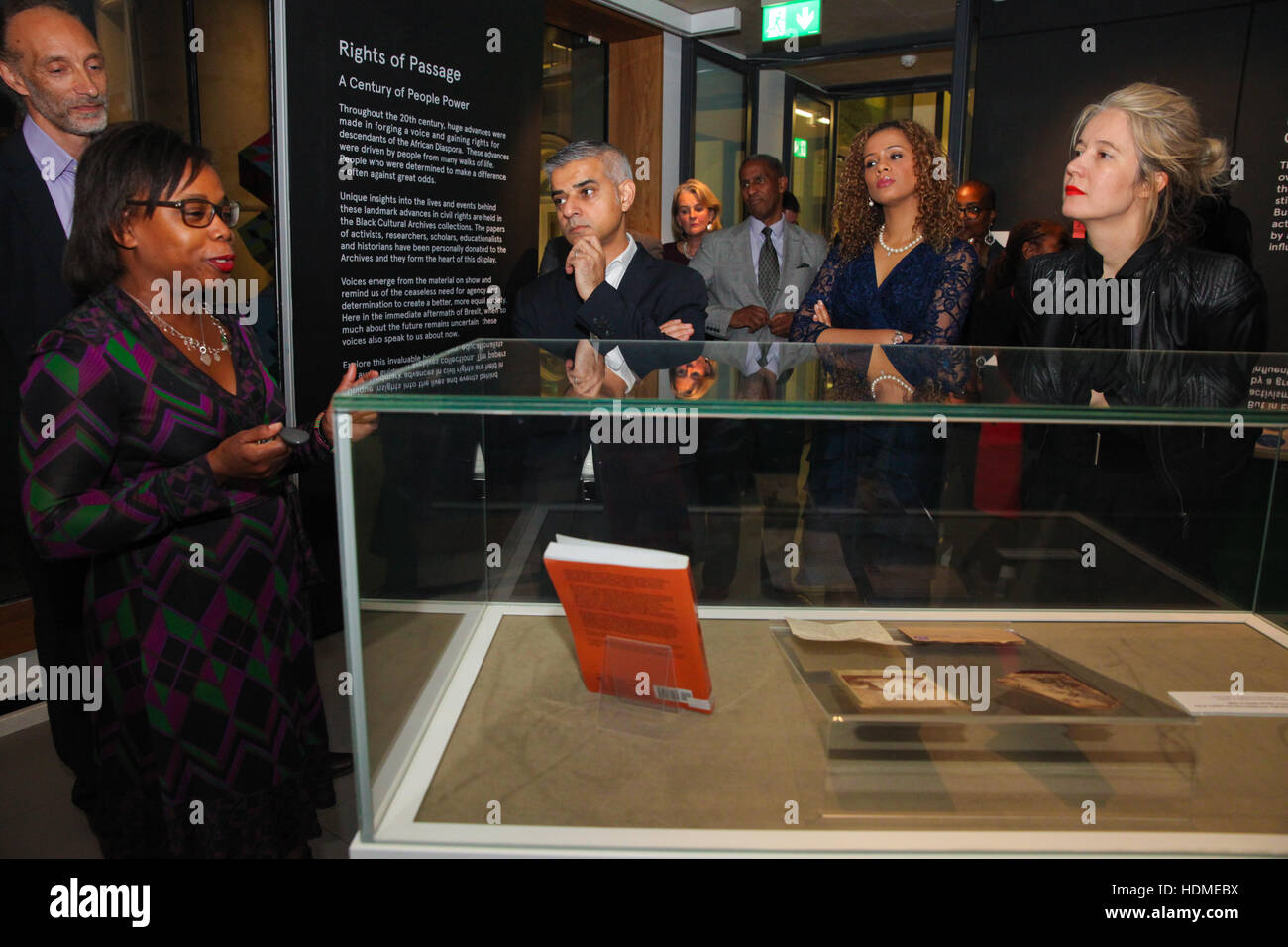 Mayor of London Sadiq Khan visiting the Black Cultural Archives (BCA) in Brixton, London, to see the 'Rights of Passage: A Century of People Power' exhibition during Black History Month.  Featuring: Sadiq Khan, Justine Simons Where: London, United Kingdom Stock Photo