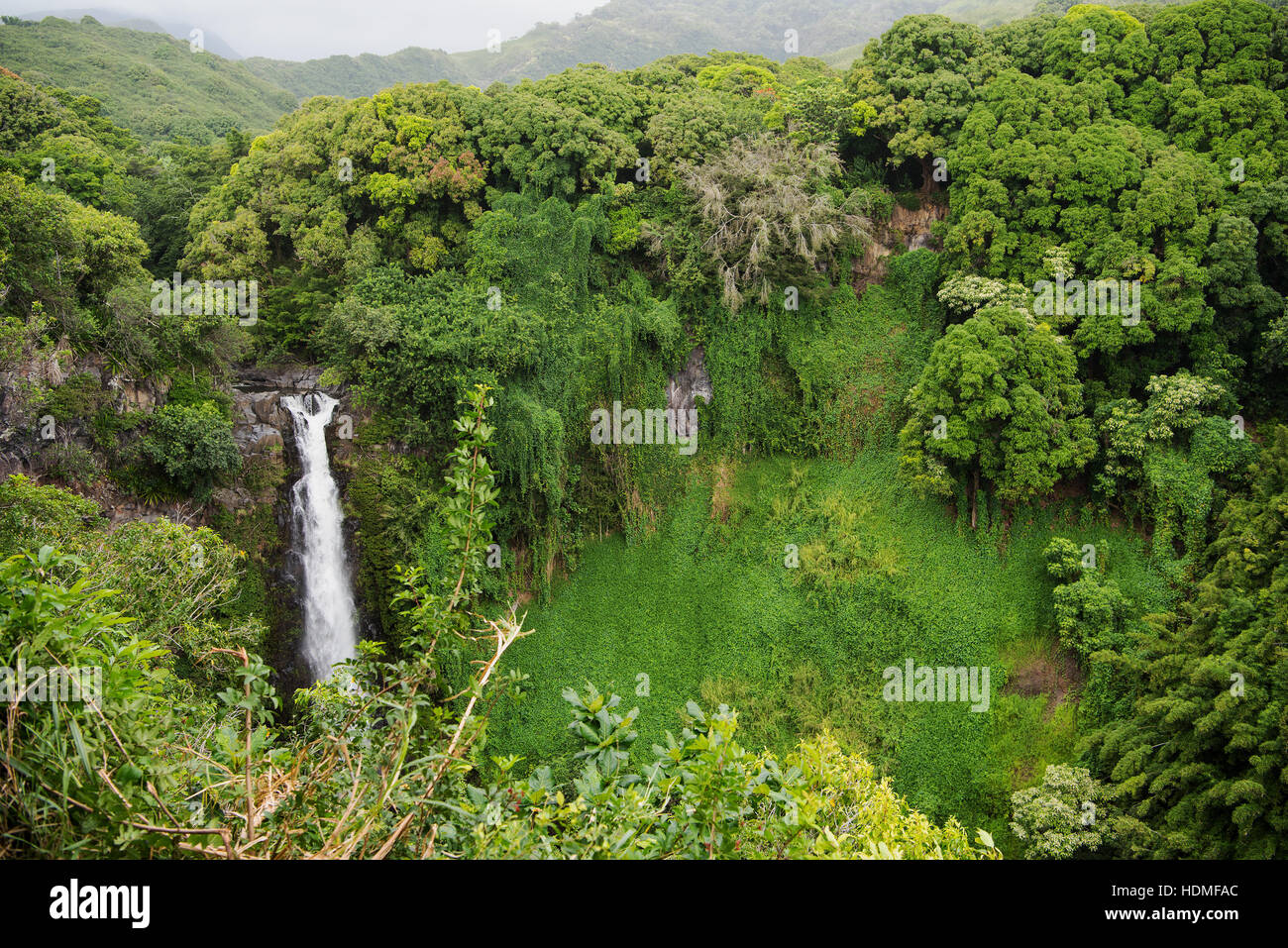 Makahiku Falls in Haleakala National Park, Maui, Hawaii Stock Photo