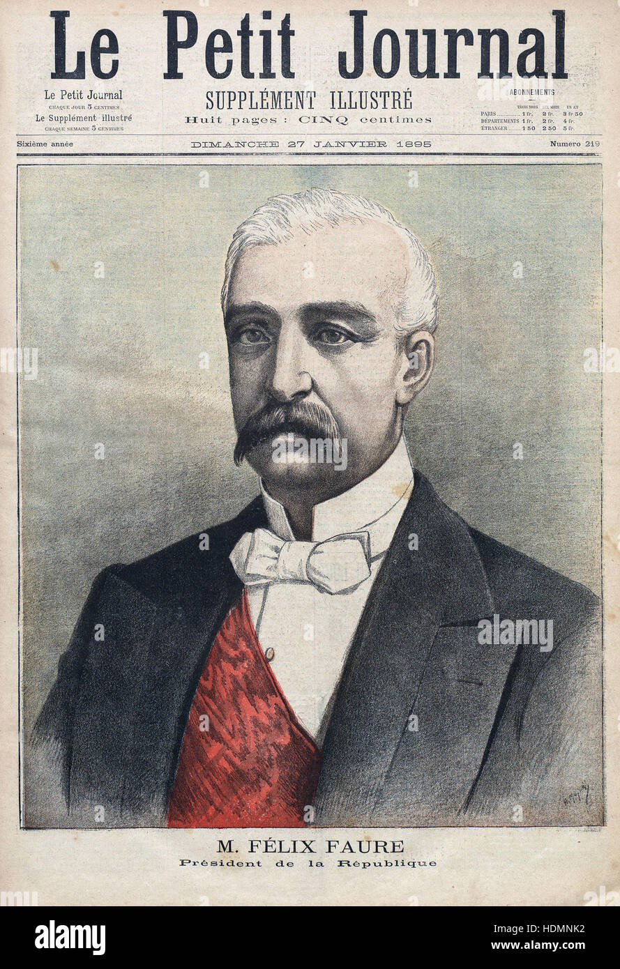 'Le Petit Journal' - M. Felix Faure President de la République - 1895 Stock Photo