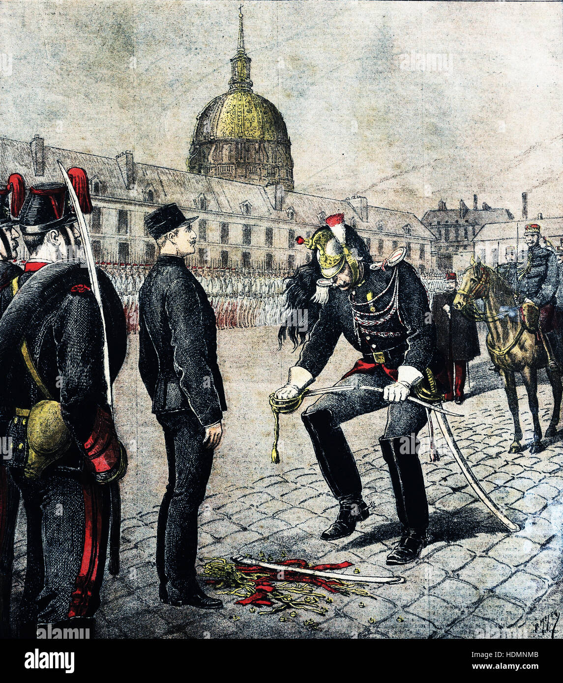THE TRAITOR. DEGRADATION OF ALFRED DREYFUS. ILLUSTRATED SUPPLEMENT OF 'Le Petit Journal ' SUNDAY, JANUARY 13, 1895 Stock Photo