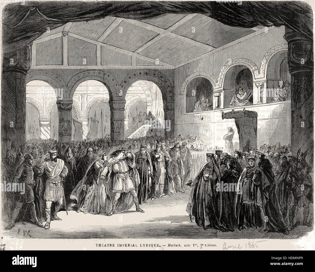 Act1 scene2 Macbeth by Verdi at the Théâtre Lyrique 1865 (press illustration) Stock Photo