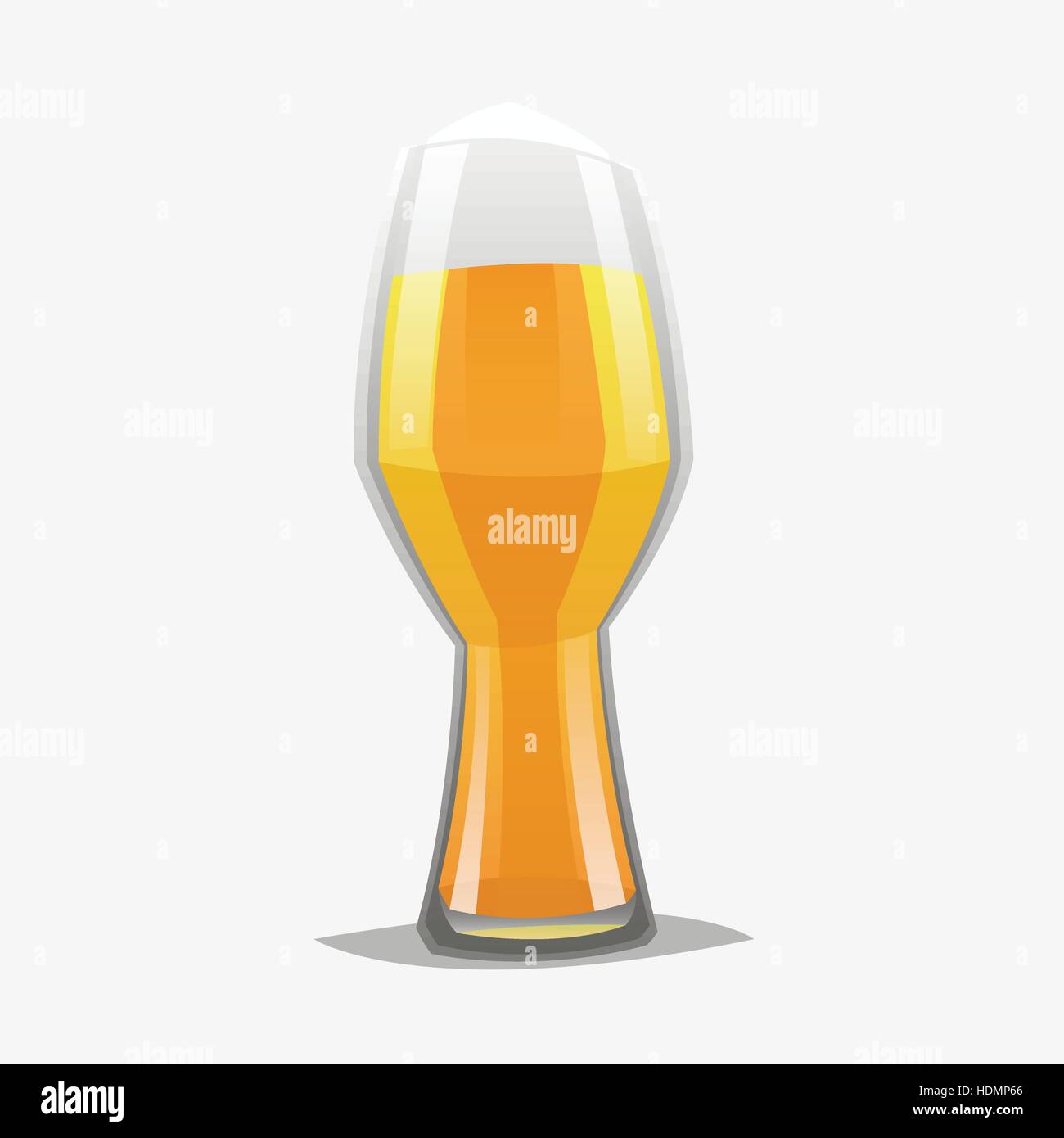 Realistic color cartoon style craft beer glass. Isolated. Vector illustration. Stock Vector