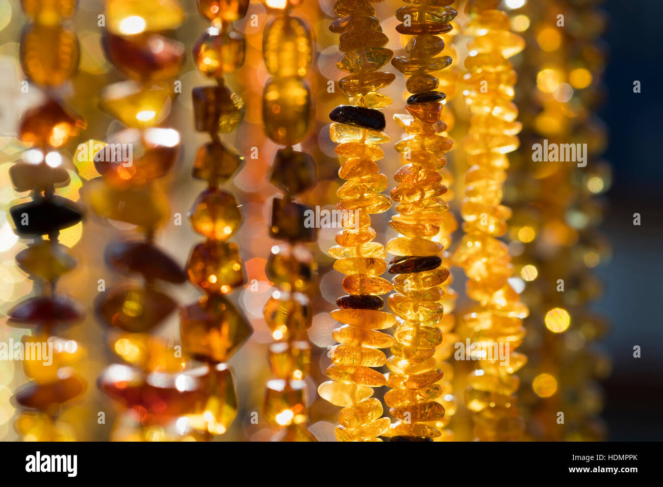 Amber chains, Heringsdorf, Usedom, Mecklenburg-Western Pomerania, Germany Stock Photo