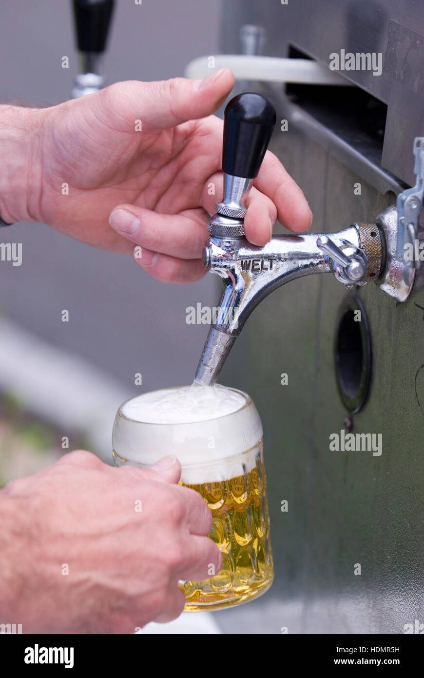 Tapping beer, Reichraming, Upper Austria, Austria, Europe Stock Photo