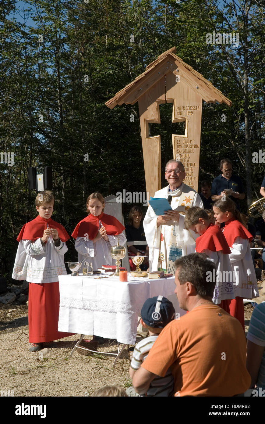 Mass on Hohe Dirn Mountain, Reichraming, Upper Austria, Austria, Europe Stock Photo
