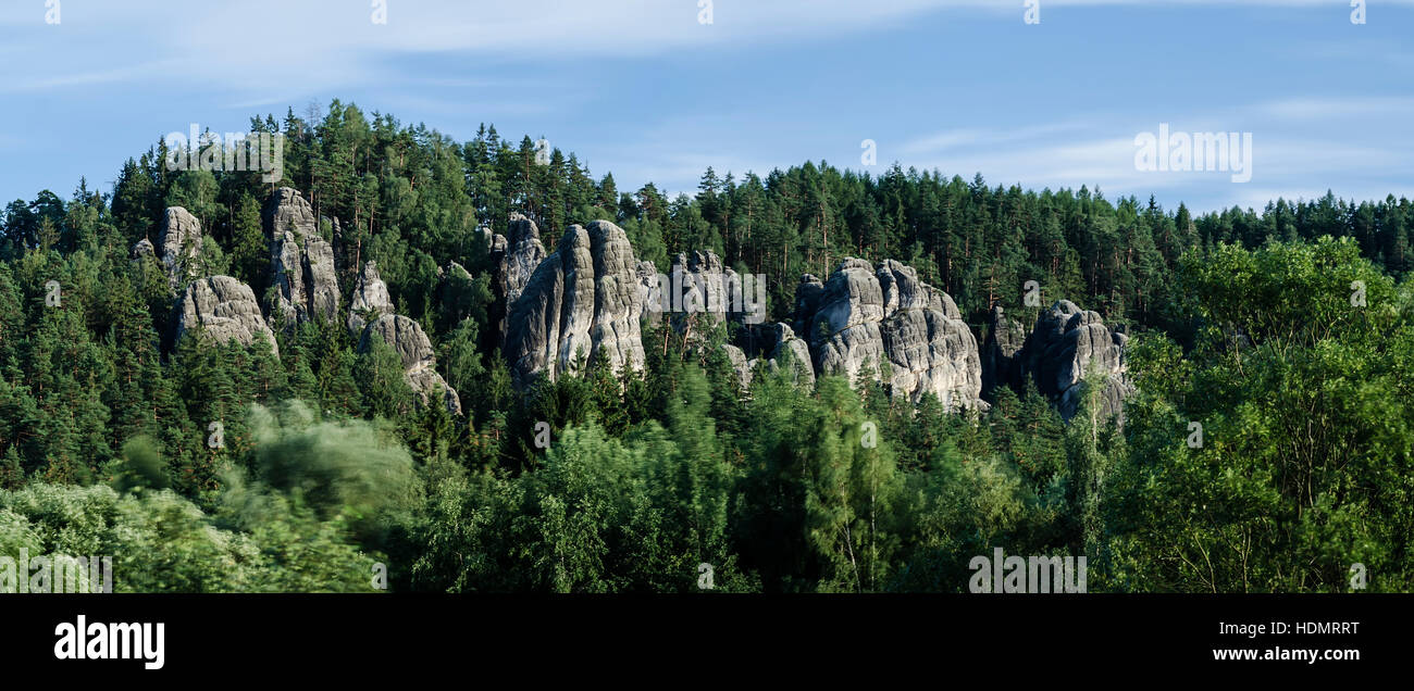 rocks formations in Rock City, Broumovsko, Czech Republic Stock Photo