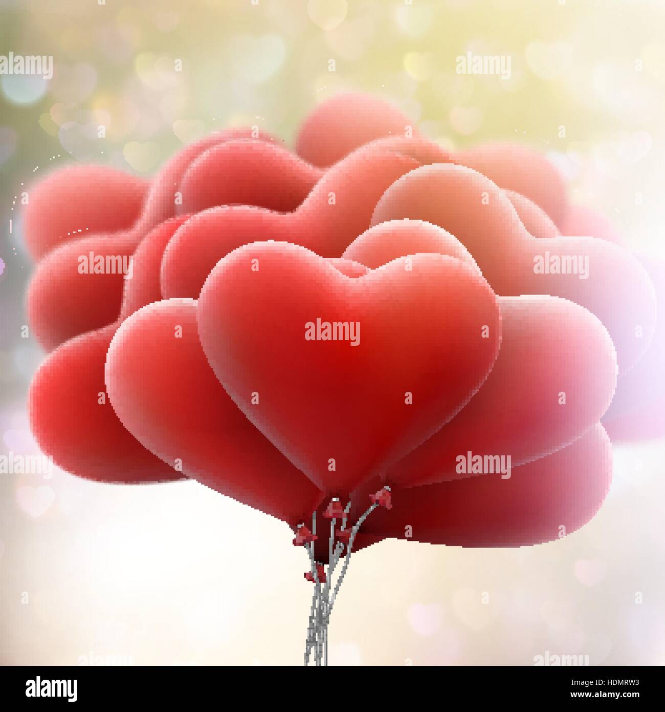 Pink heart bokeh on red Stock Vector Images - Alamy