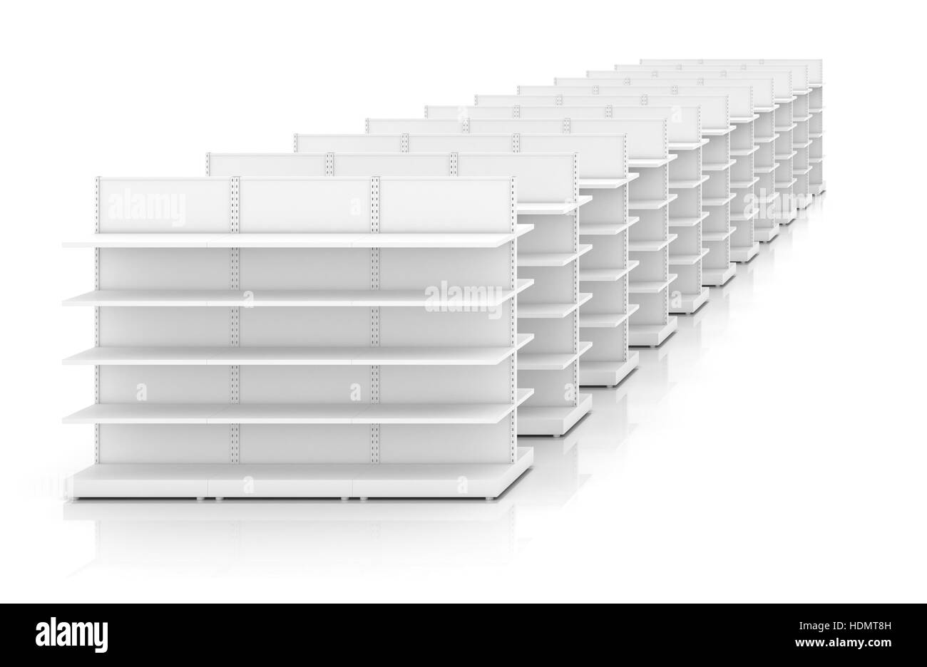 Row of supermarket shelves Stock Photo Alamy